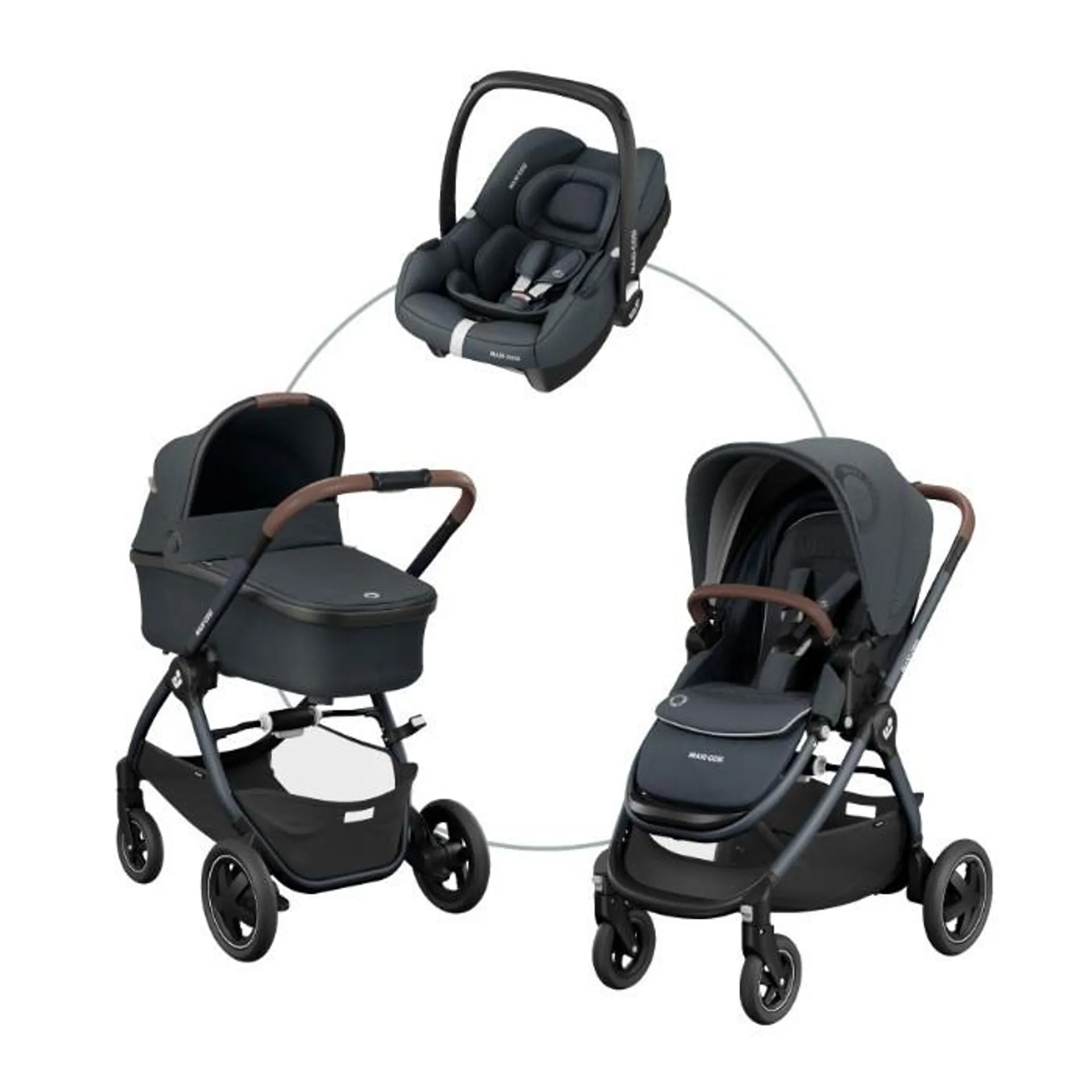 Maxi-Cosi kolica Trio 3u1 Adorra2 + košara Oria + autosjedalica Cabriofix i-Size - Essential Graphite