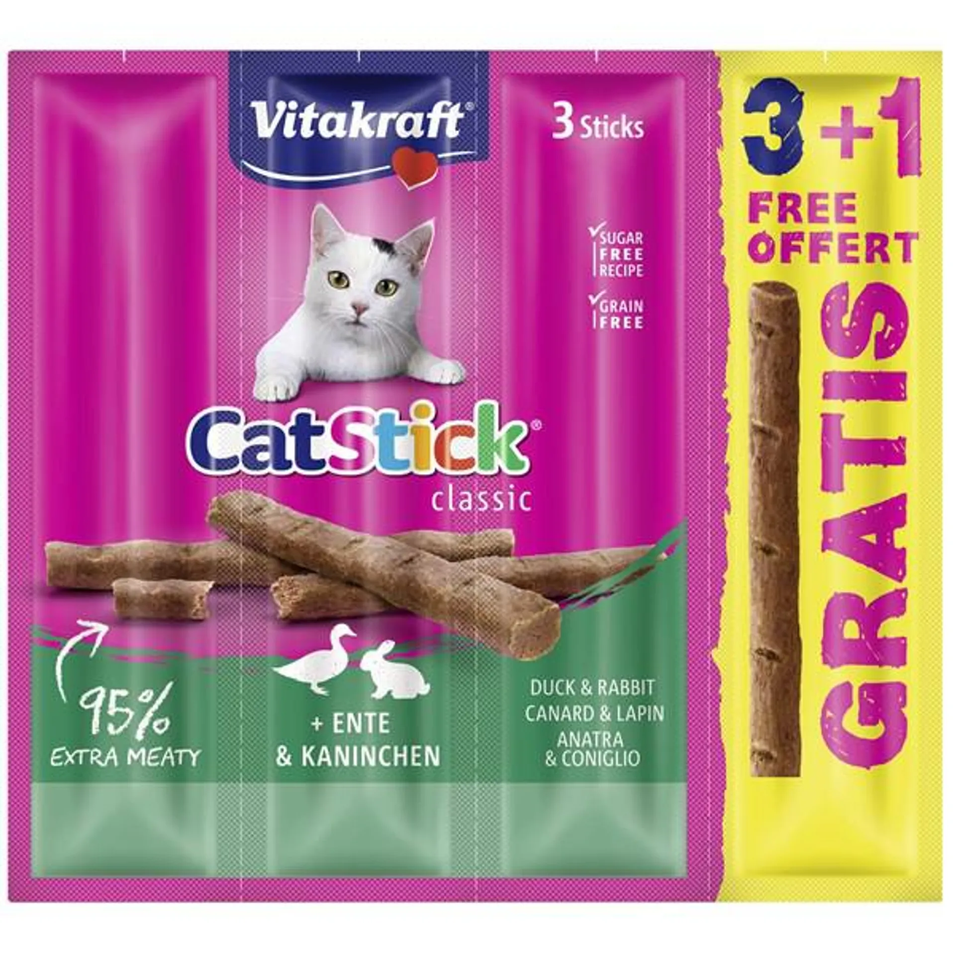 VITAKRAFT Cat Stick Mini, poslastica s pačetinom i kunićevinom, 24g/3+1 NA DAR
