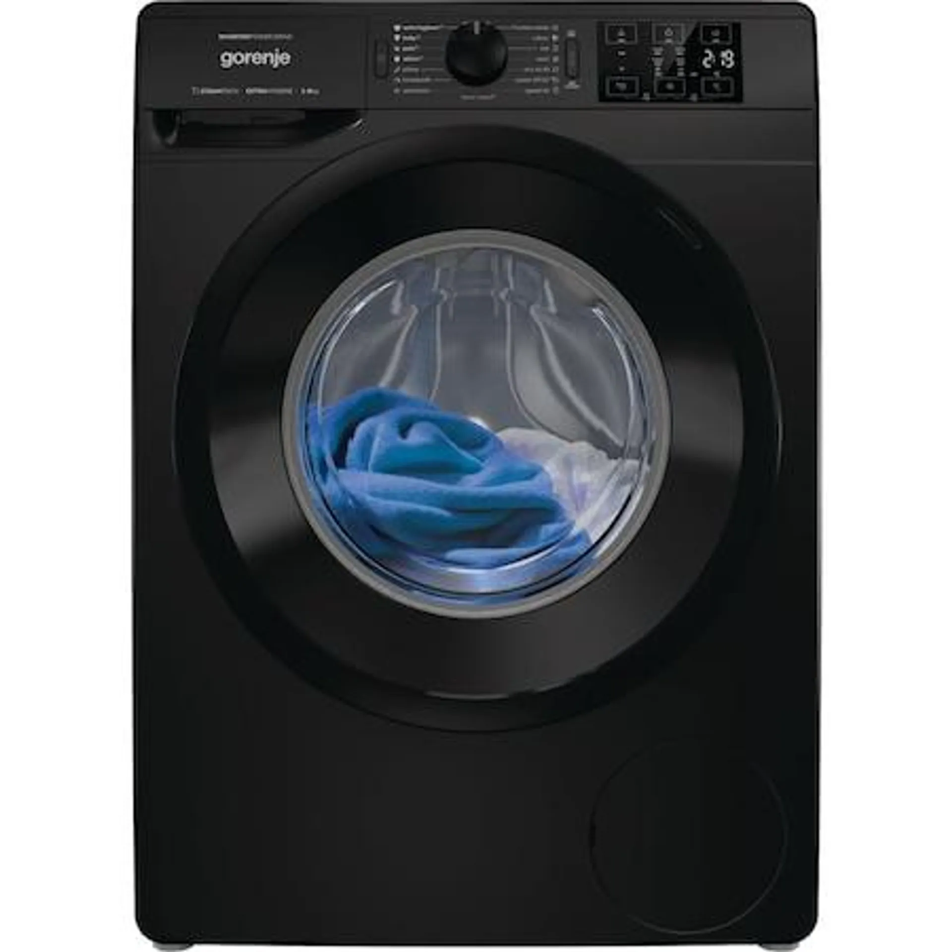 Gorenje WNEI84AS/B előltöltős mosógép, 8 kg, A energiaosztály, 1400 f/p., SoftSound, Fekete