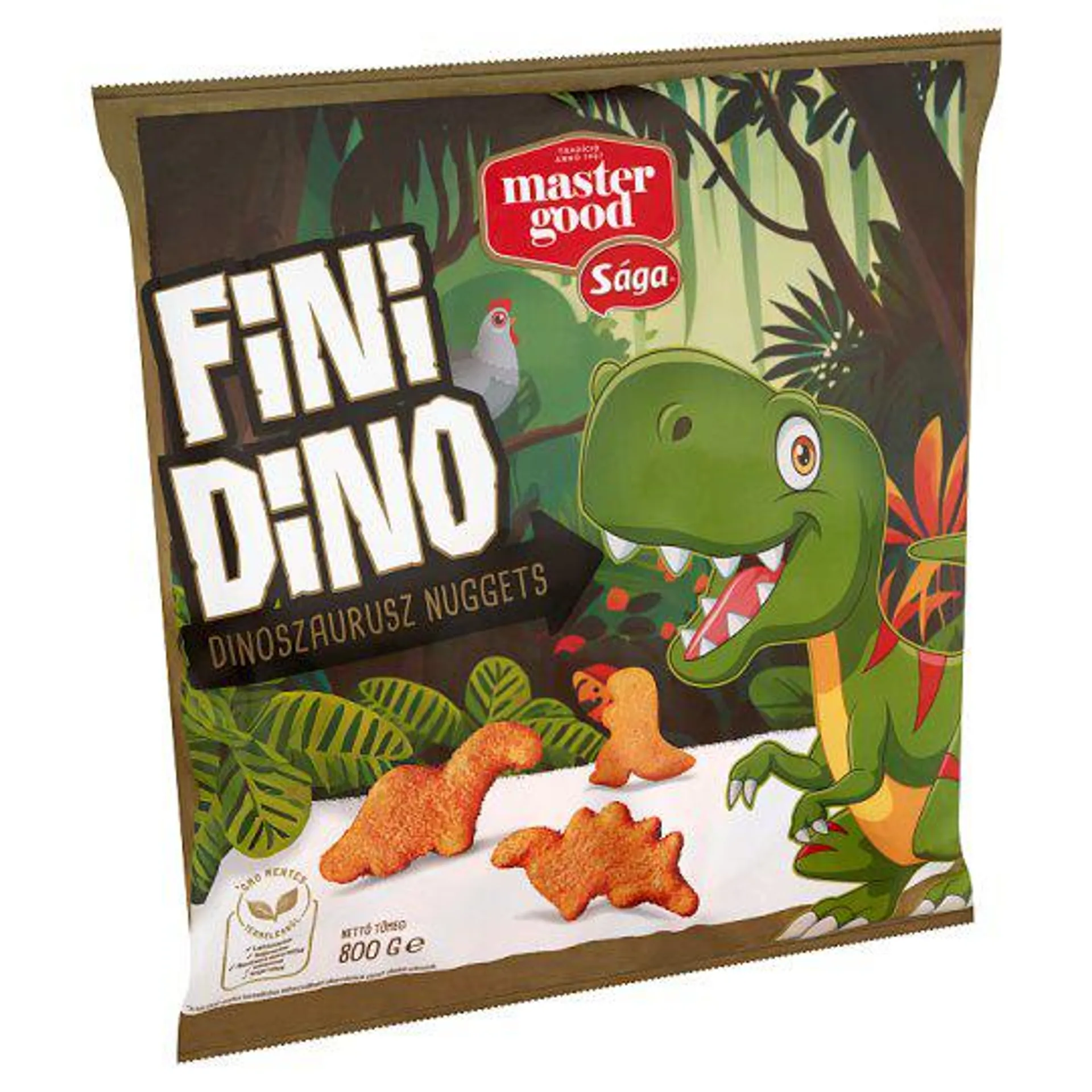 Sága Fini Dino Dinoszaurusz Nuggets gyorsfagyasztott panírozott csirke mellhús 800 g