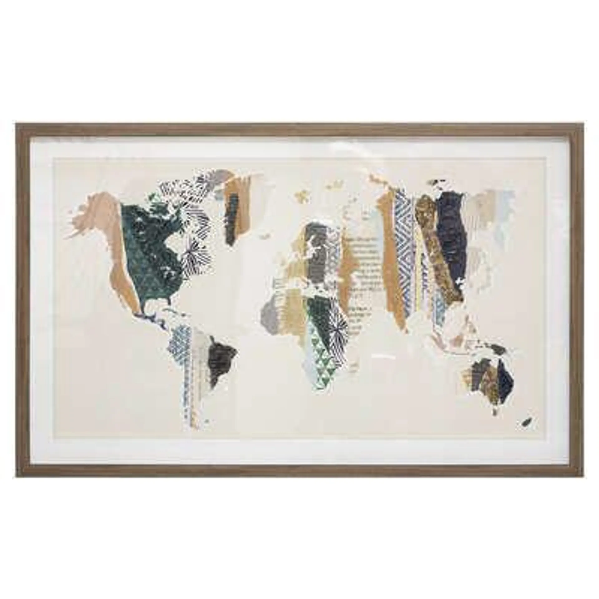 Keretezett falikép, világtérkép, 80x50 cm - MONDETTE