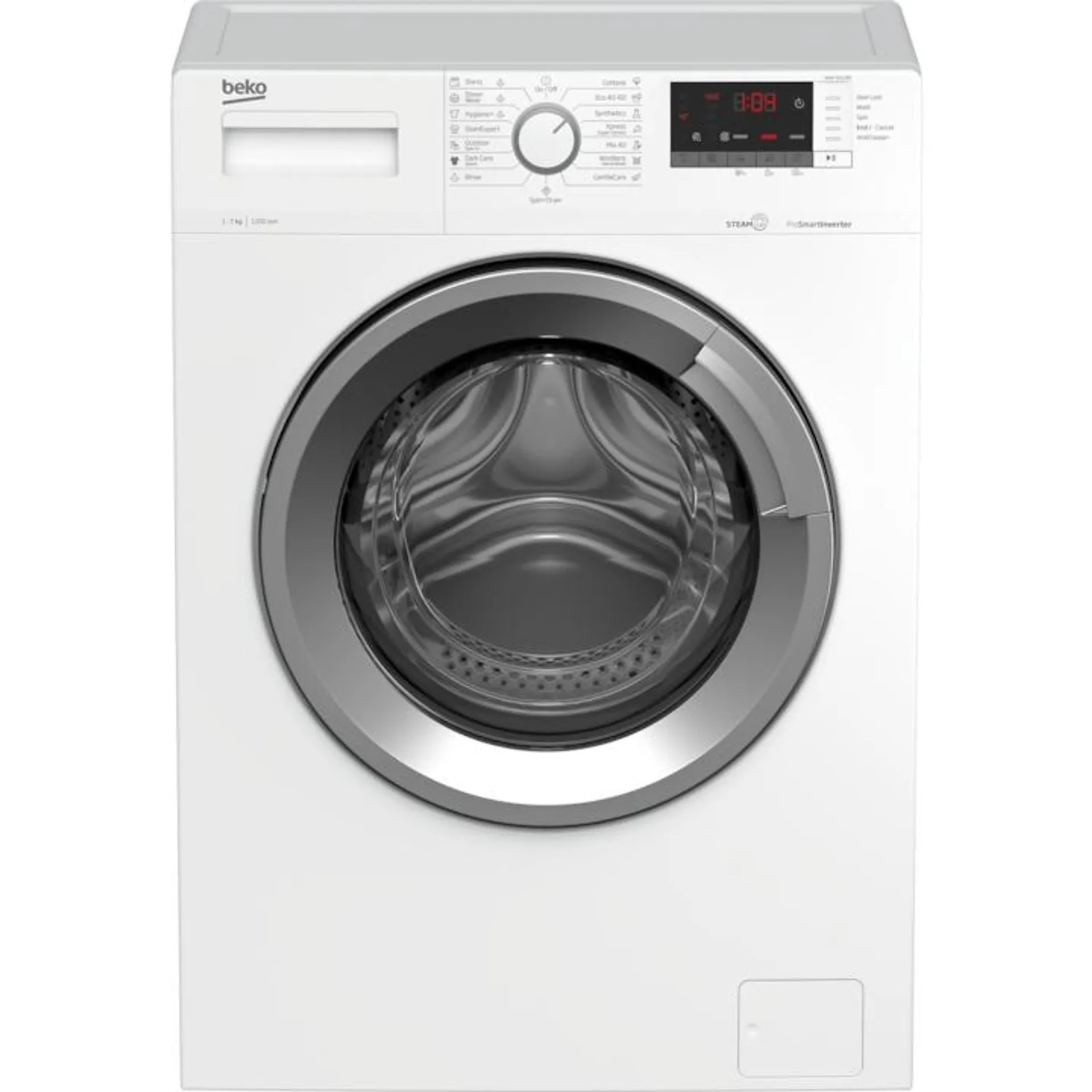 Beko WUE7612BS elöltöltős mosógép, 7 kg, 1200 fordulat/perc, D energiaosztály, Fehér