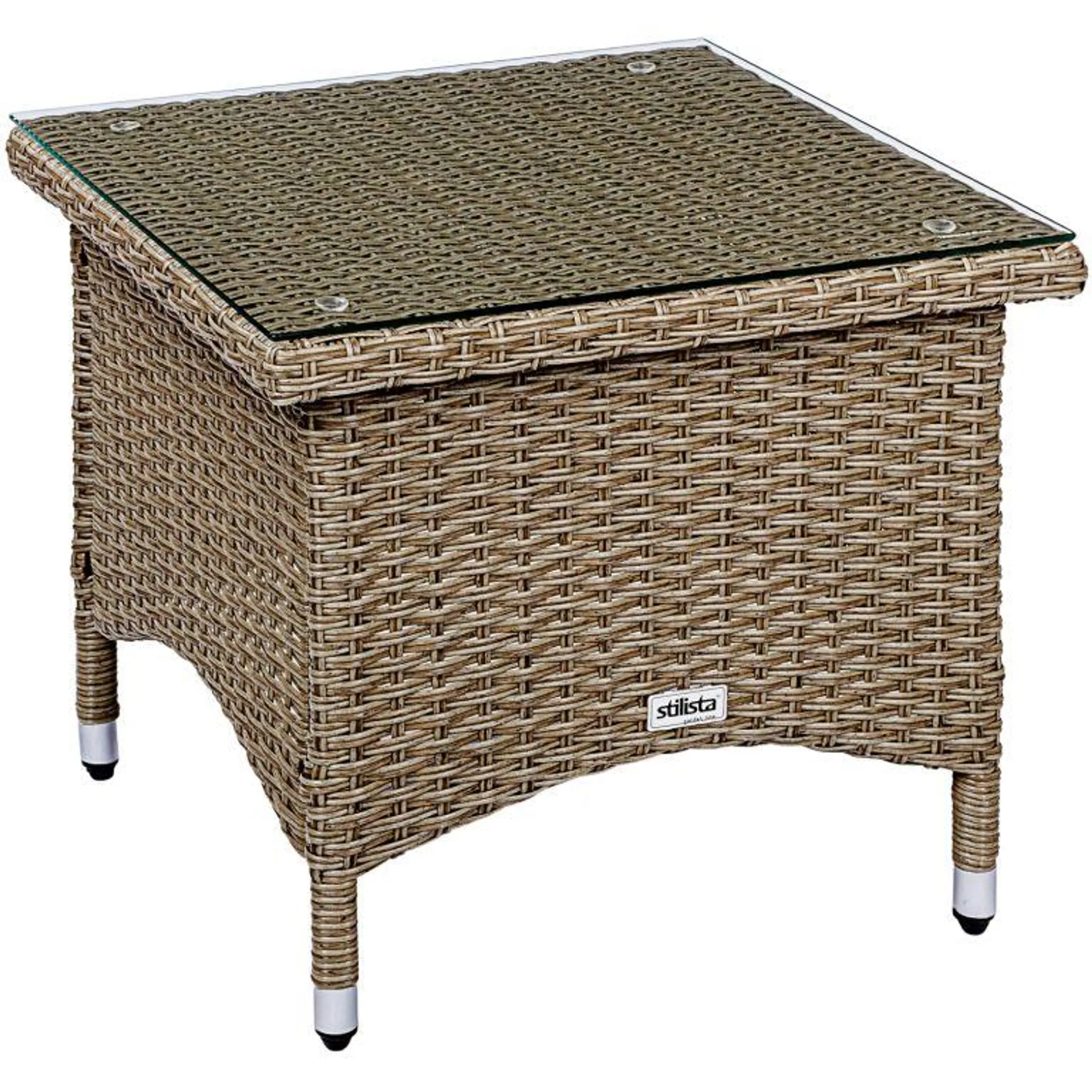 STILISTA Kerti asztal polyrattan 50 x 50 cm krém