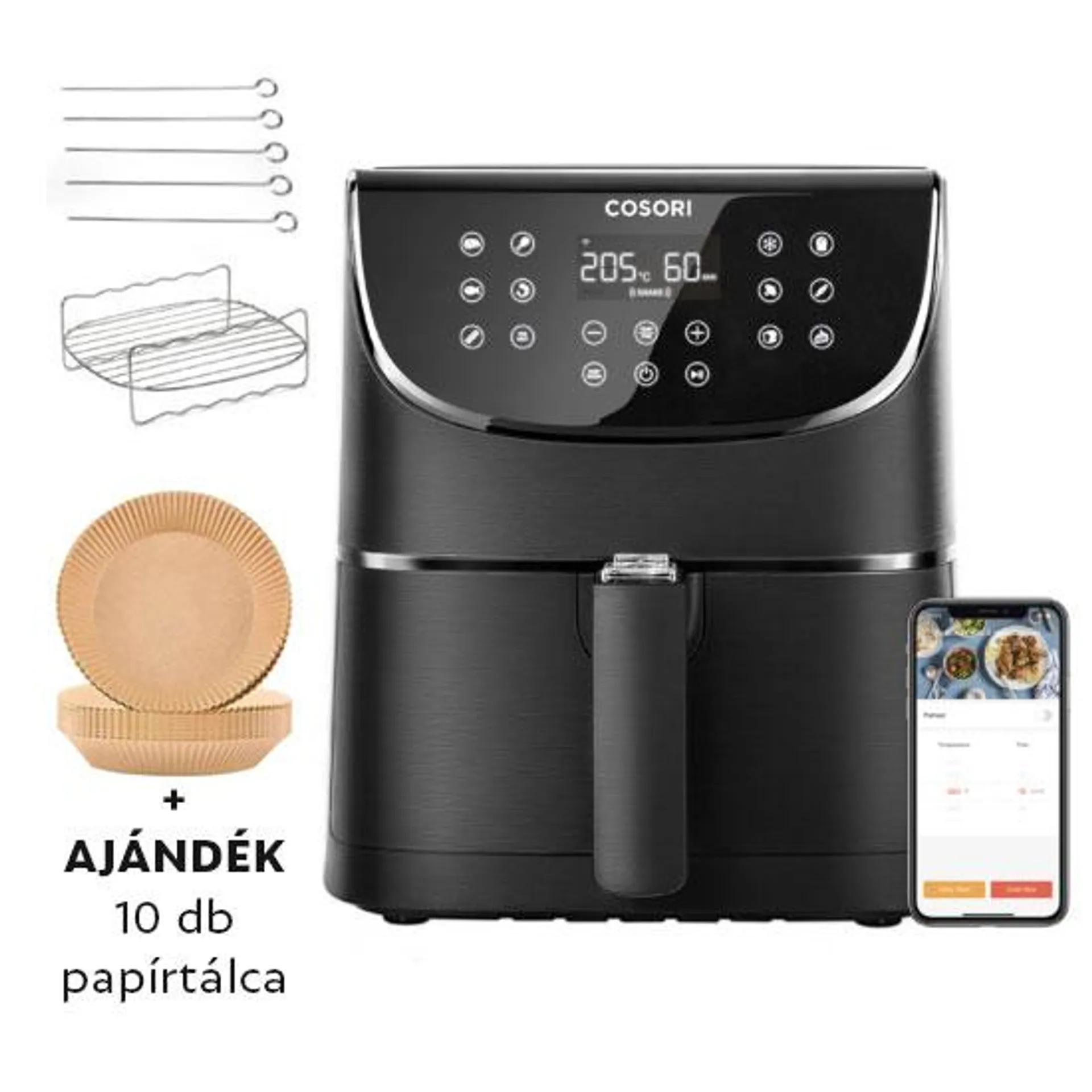 Cosori CS158-AF-RXB Smart Wi-fi Air Fryer 5,5 l-es, fekete