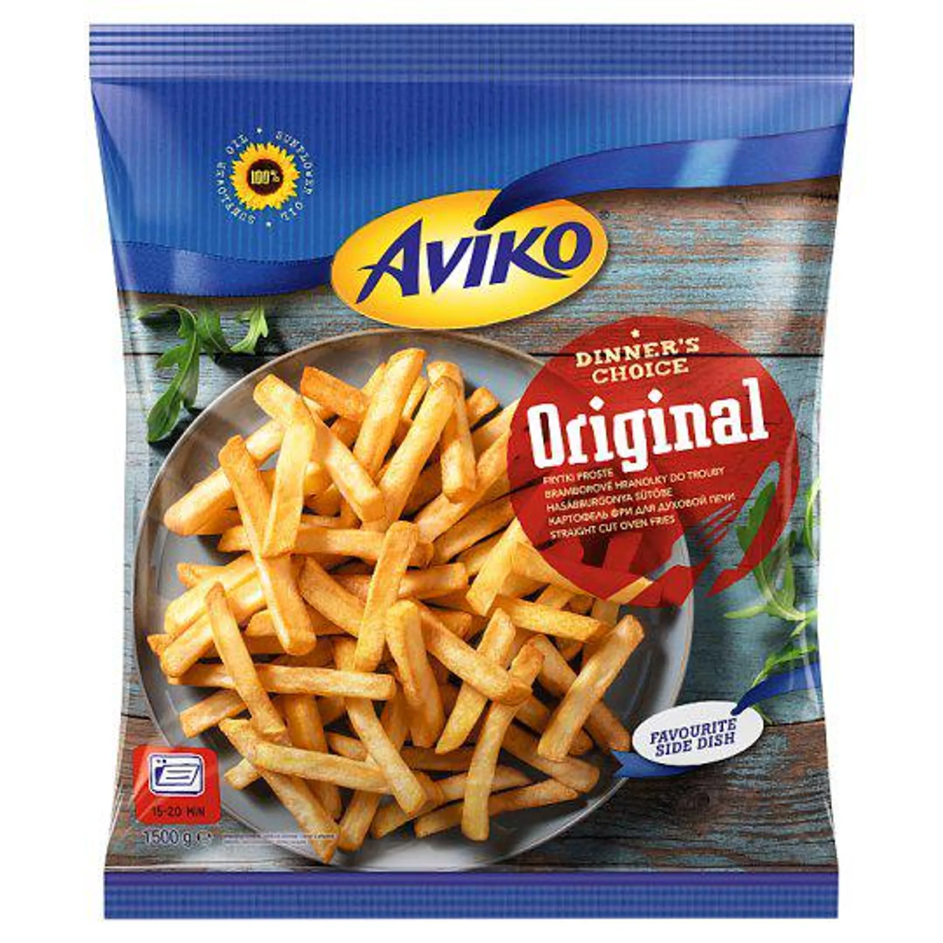 Aviko Original elősütött, gyorsfagyasztott hasábburgonya sütőbe 1500 g