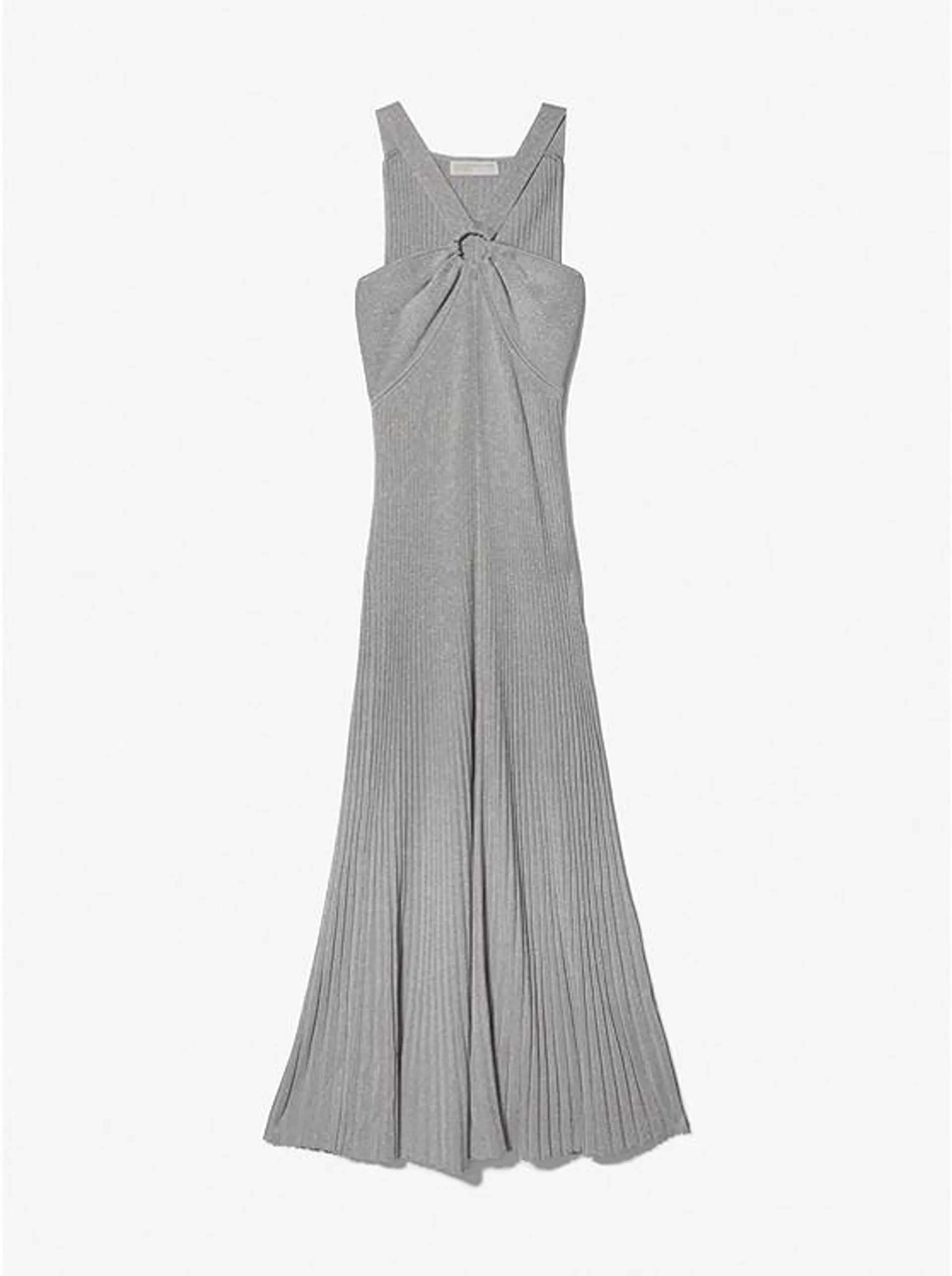 Metallic Knit Ring Halter Dress