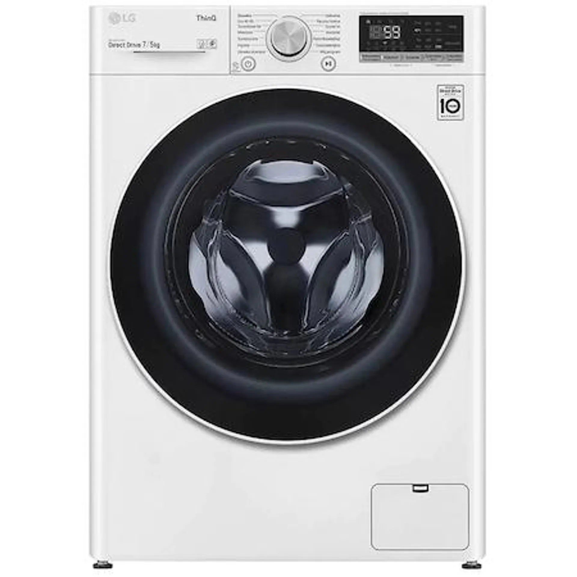 LG F2DV5S7N0E Slim Mosó-Szárítógép, 7 kg mosás, 5 kg szárítás, 1200 ford/perc, Direct Drive, Turbo Wash, Smart Diagnosis, WiFi, C energiaosztály, Fehér