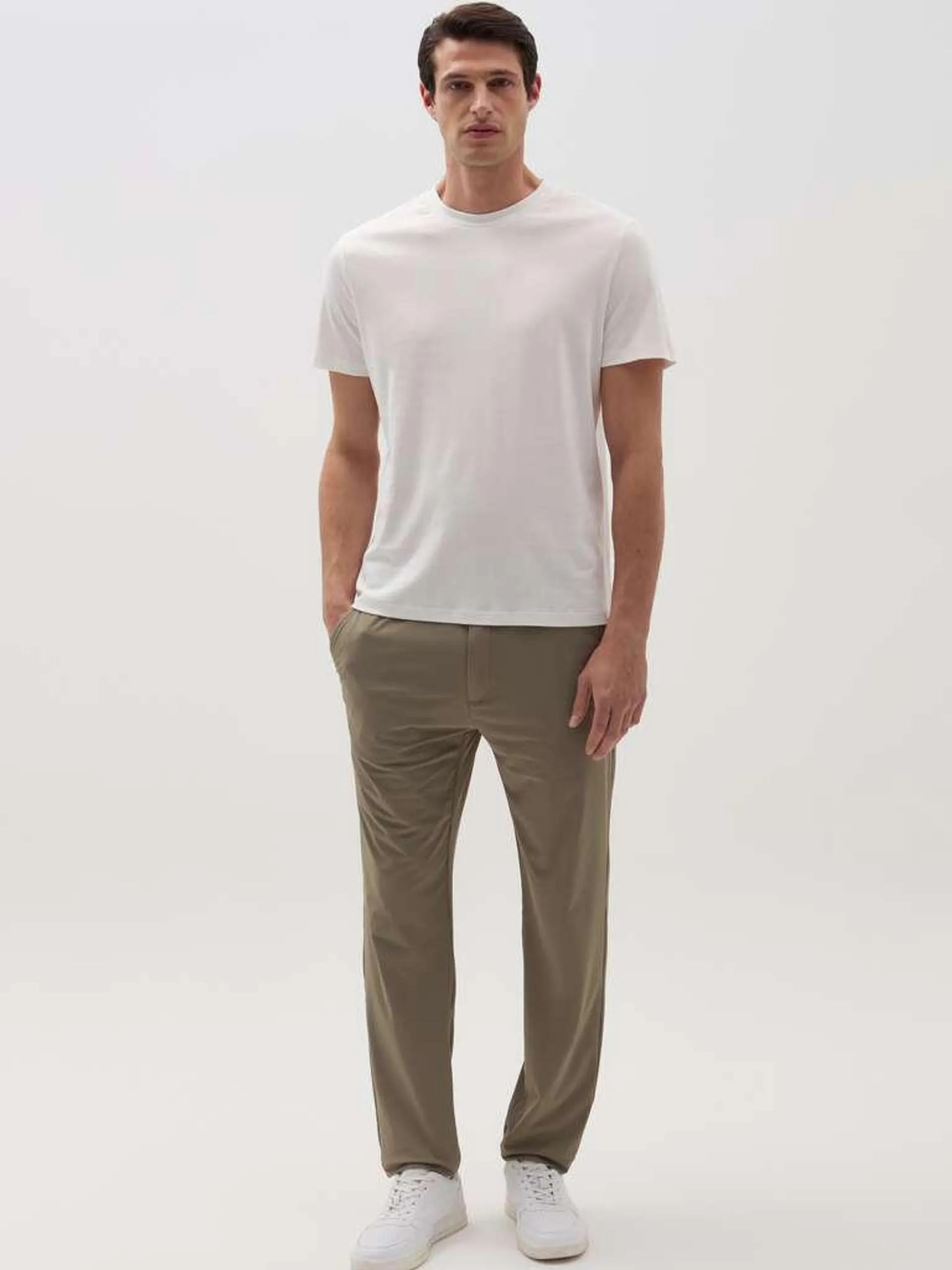 Beige Chino joggers in technical fabric