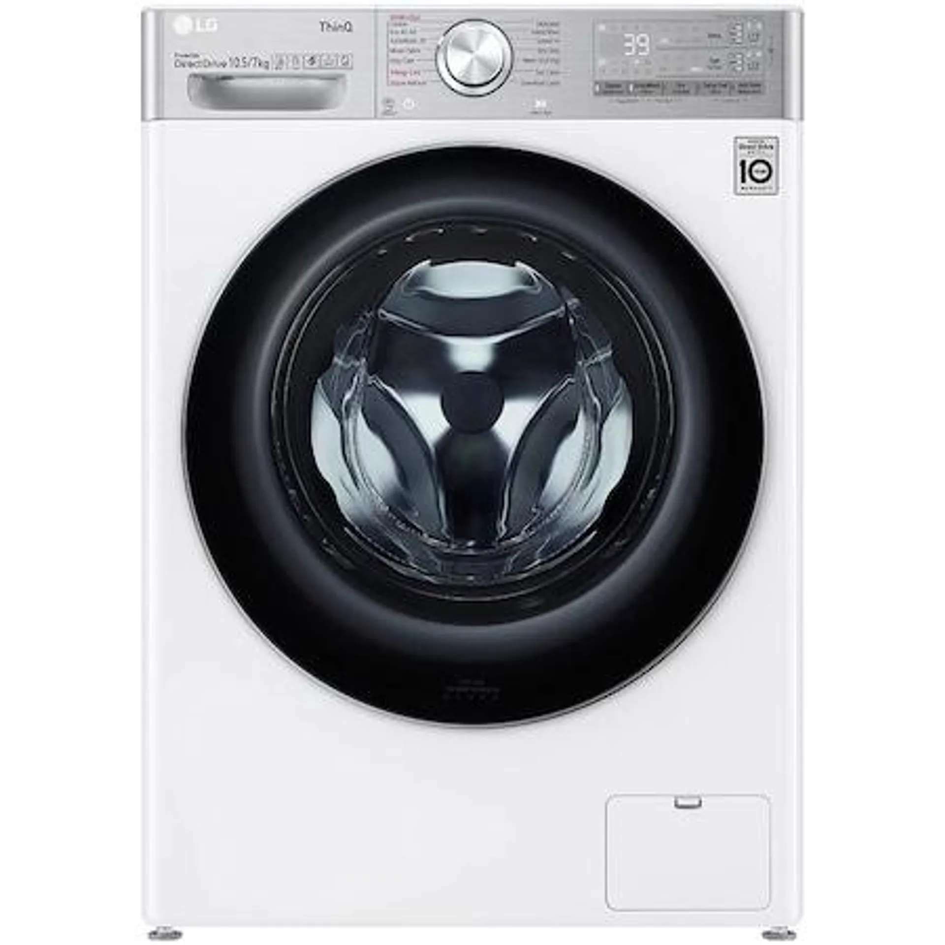 LG F4DV910H2EA Mosó- és szárítógép, 10.5 kg mosás, 7 kg szárítás, 1400 ford./perc, E energiaosztály, TurboWash™ 360, ThinQ™ – WiFi funkcióval, Fehér