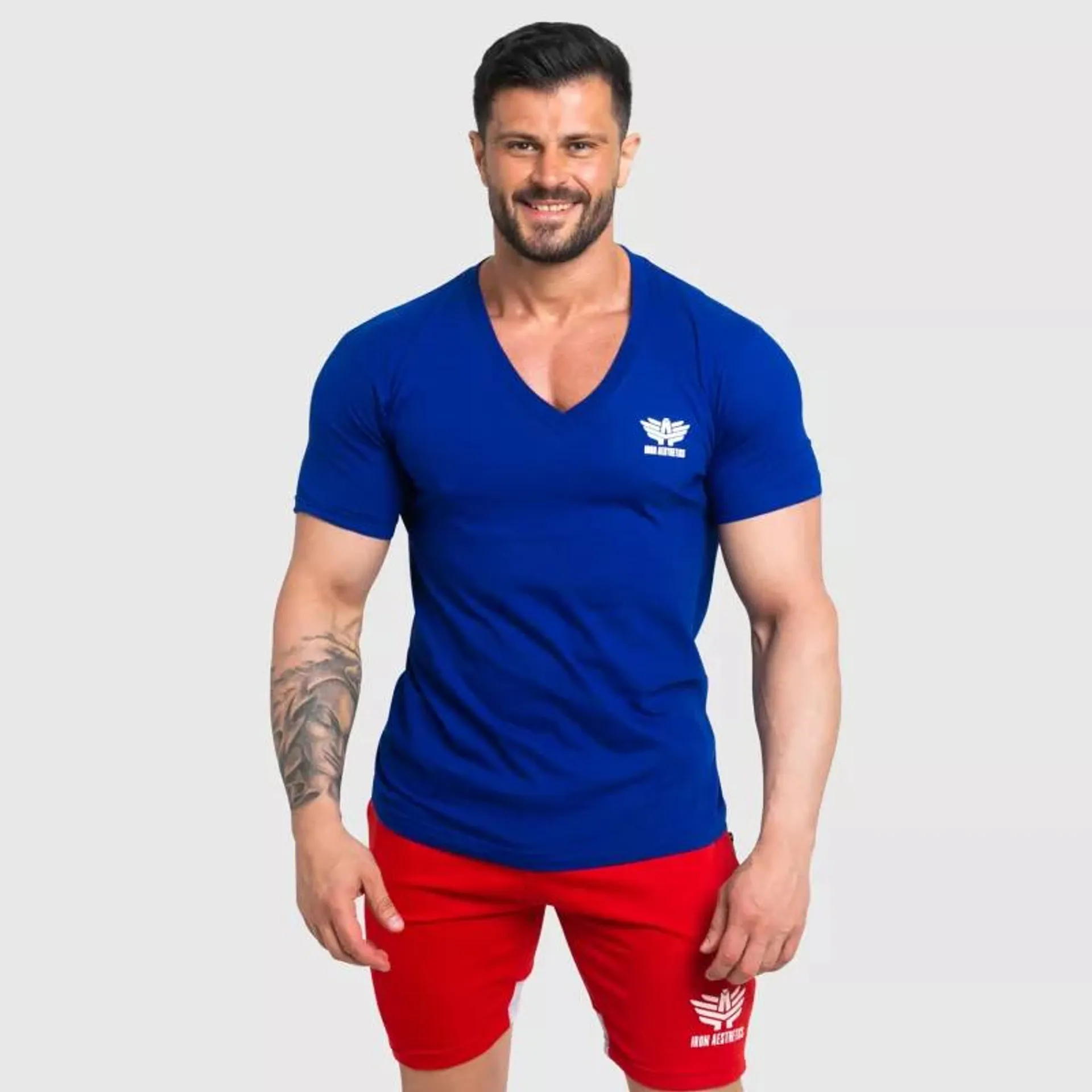 Férfi fitness póló Iron Aesthetics Original V, kék