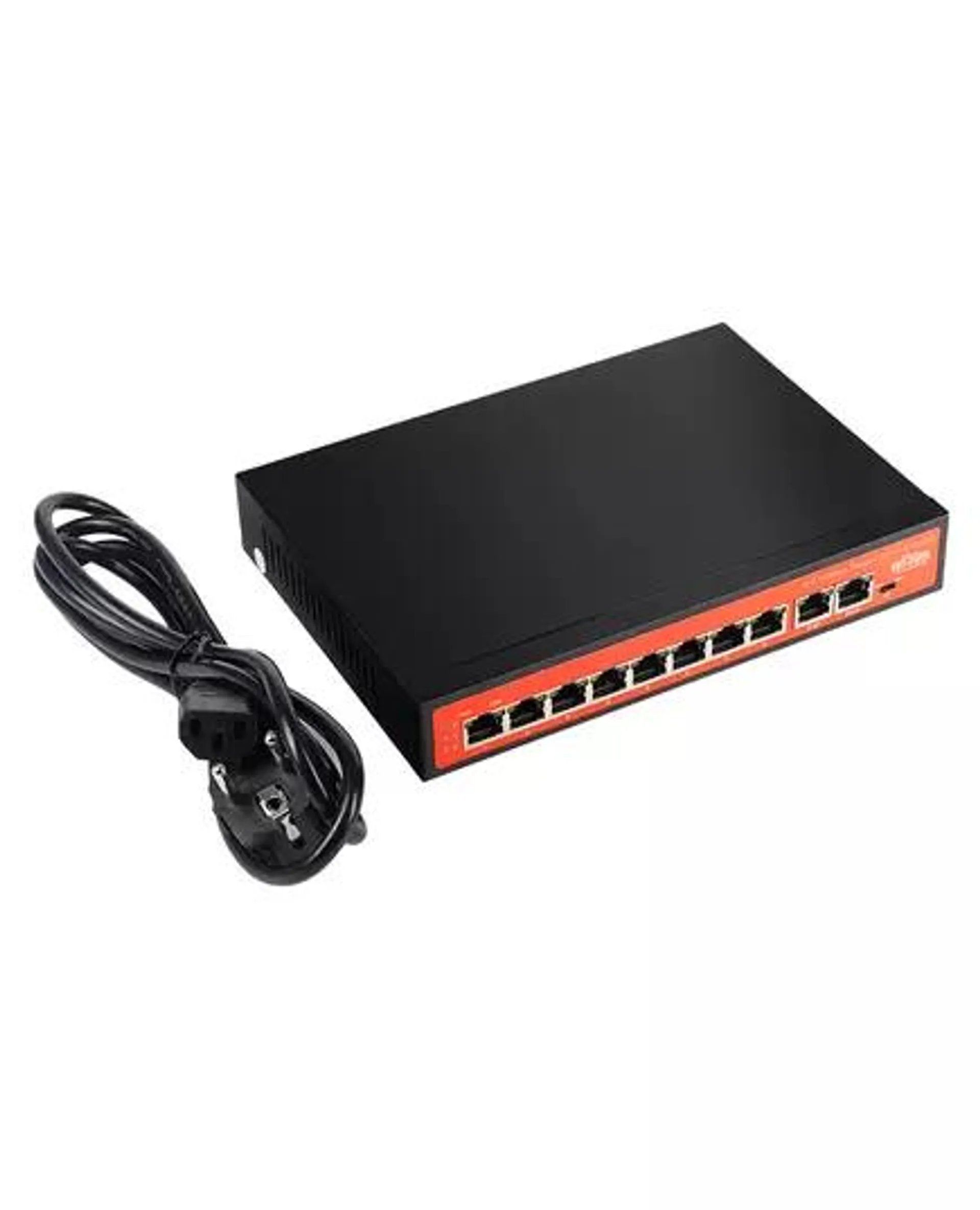 WI-TEK PoE switch 8FE + 2FE uplink 24V passzív 8Port PoE-vel, támogatja a PoE tápellátást 24W-ig minden porton, támogatja a 24V passzív PoE