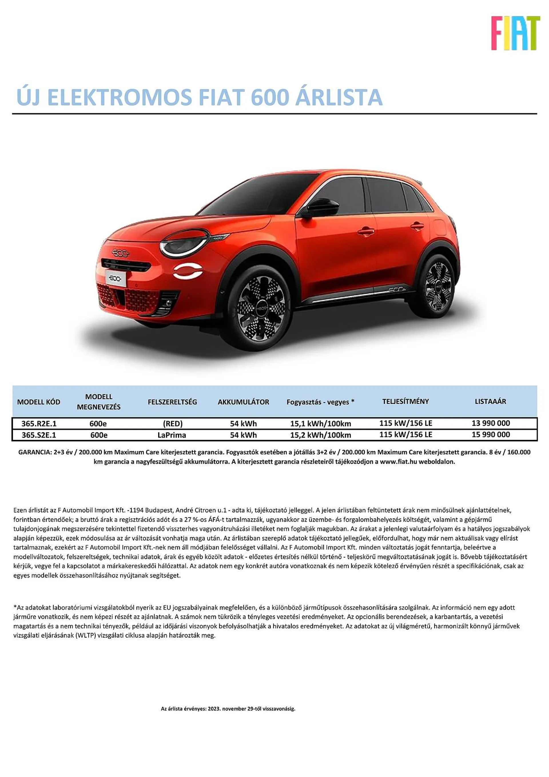 Fiat 600E akciós újság - december 13. december 12. 2024.