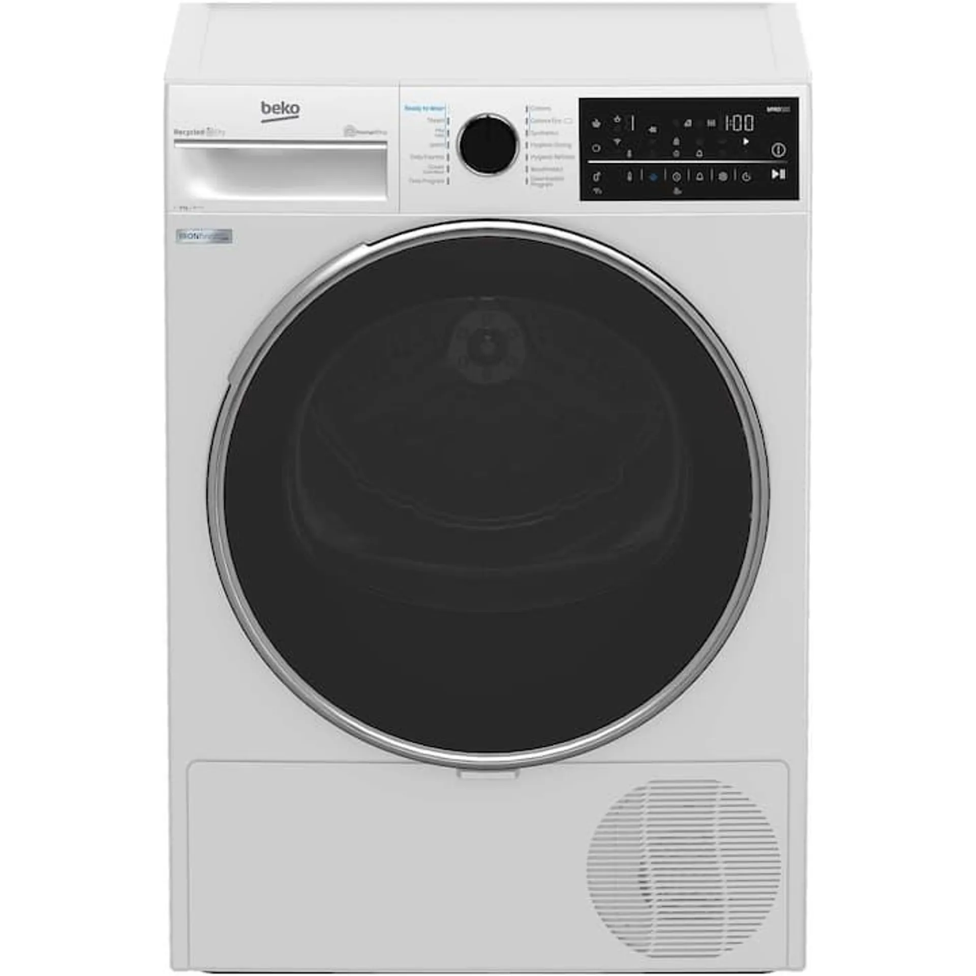 Beko B5T89243W Hőszivattyús szárítógép, 9 kg, RecycledDry, HygieneShield, UV Hygienic Drying/Refresh, ProSmart Inverter Motor, OptiSense, A energiaosztály, Fehér