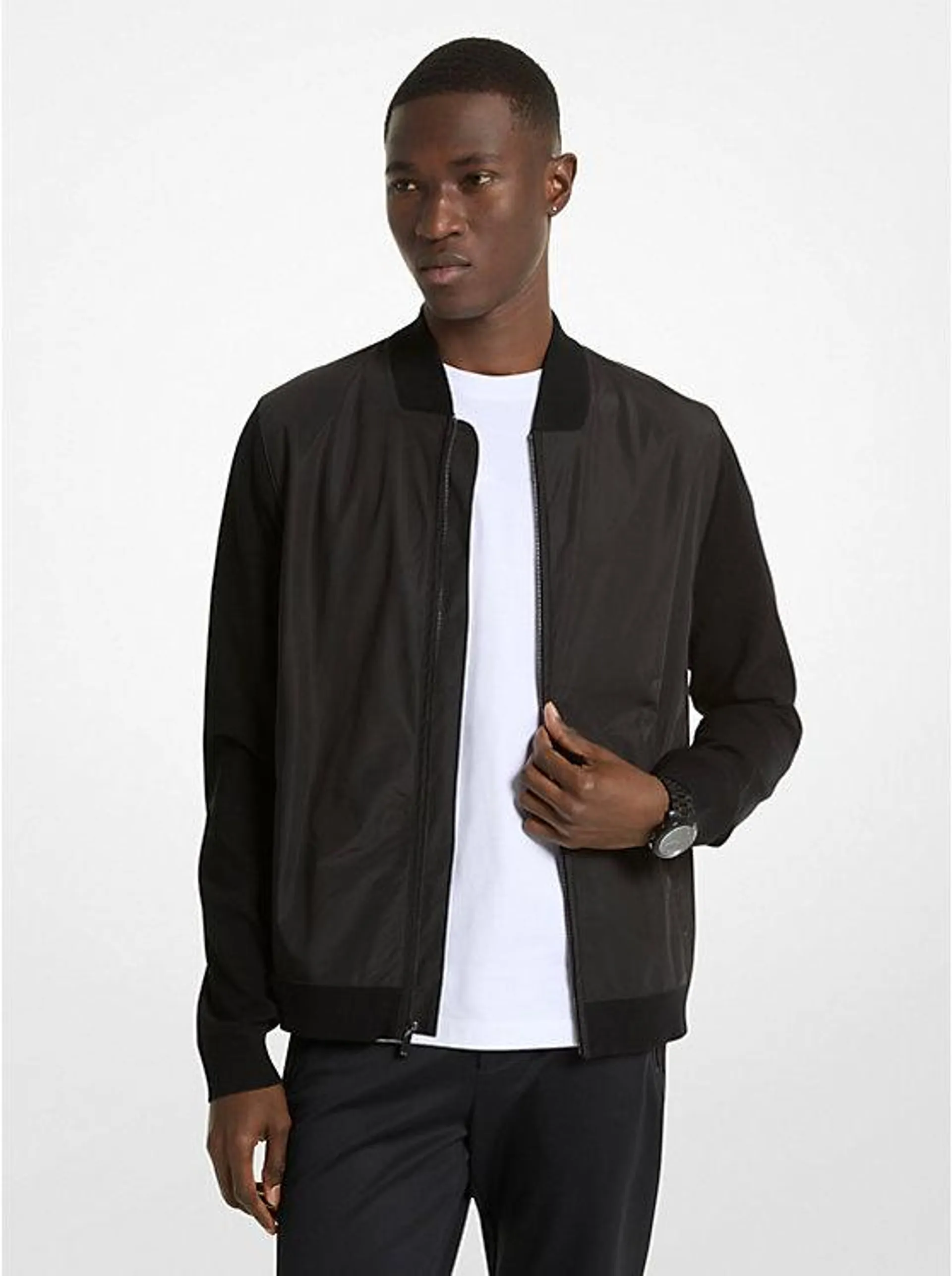 Viscose Blend Zip-Up Jacket