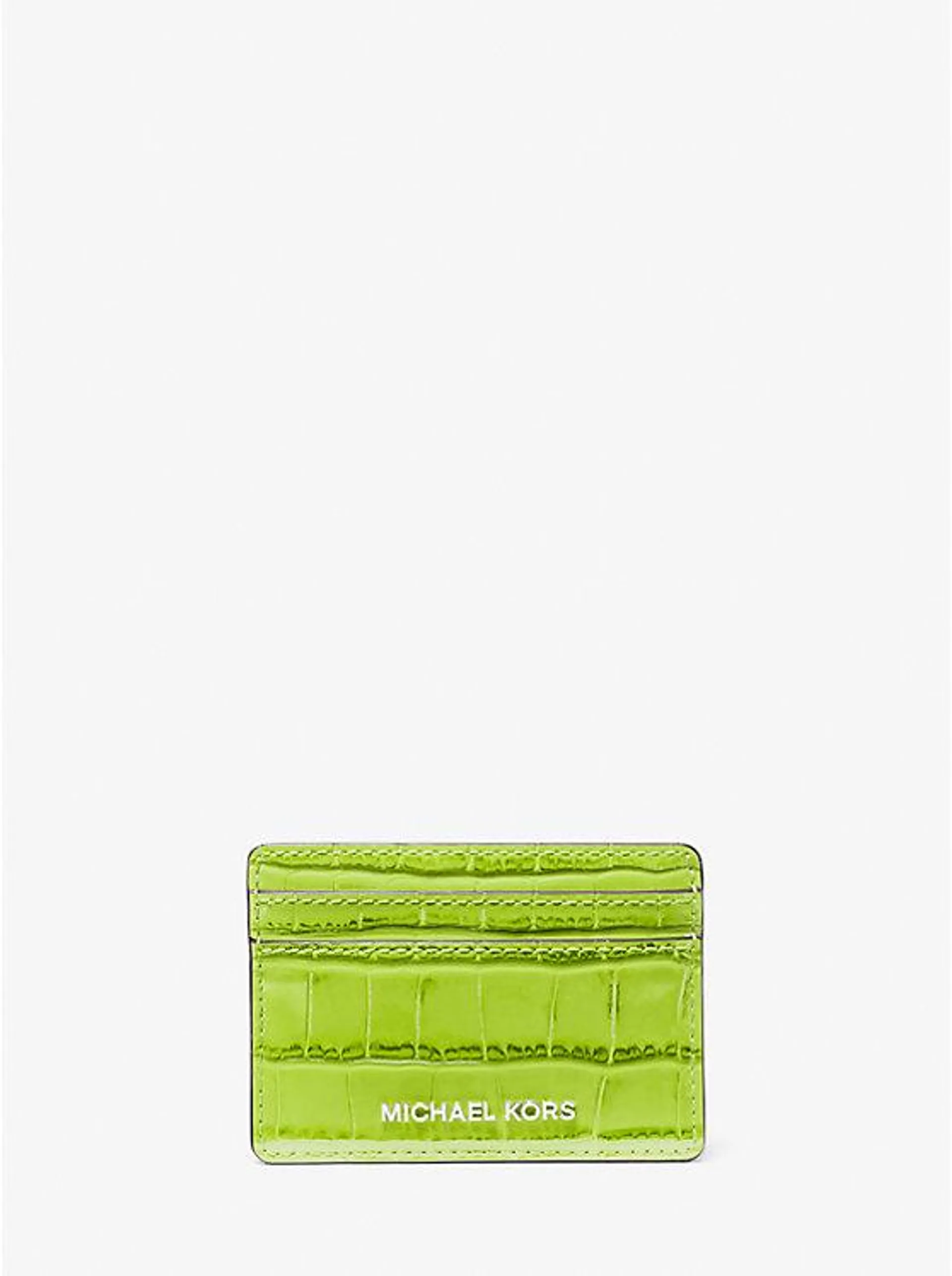 Jet Set Small Crocodile Embossed Leather Card Case