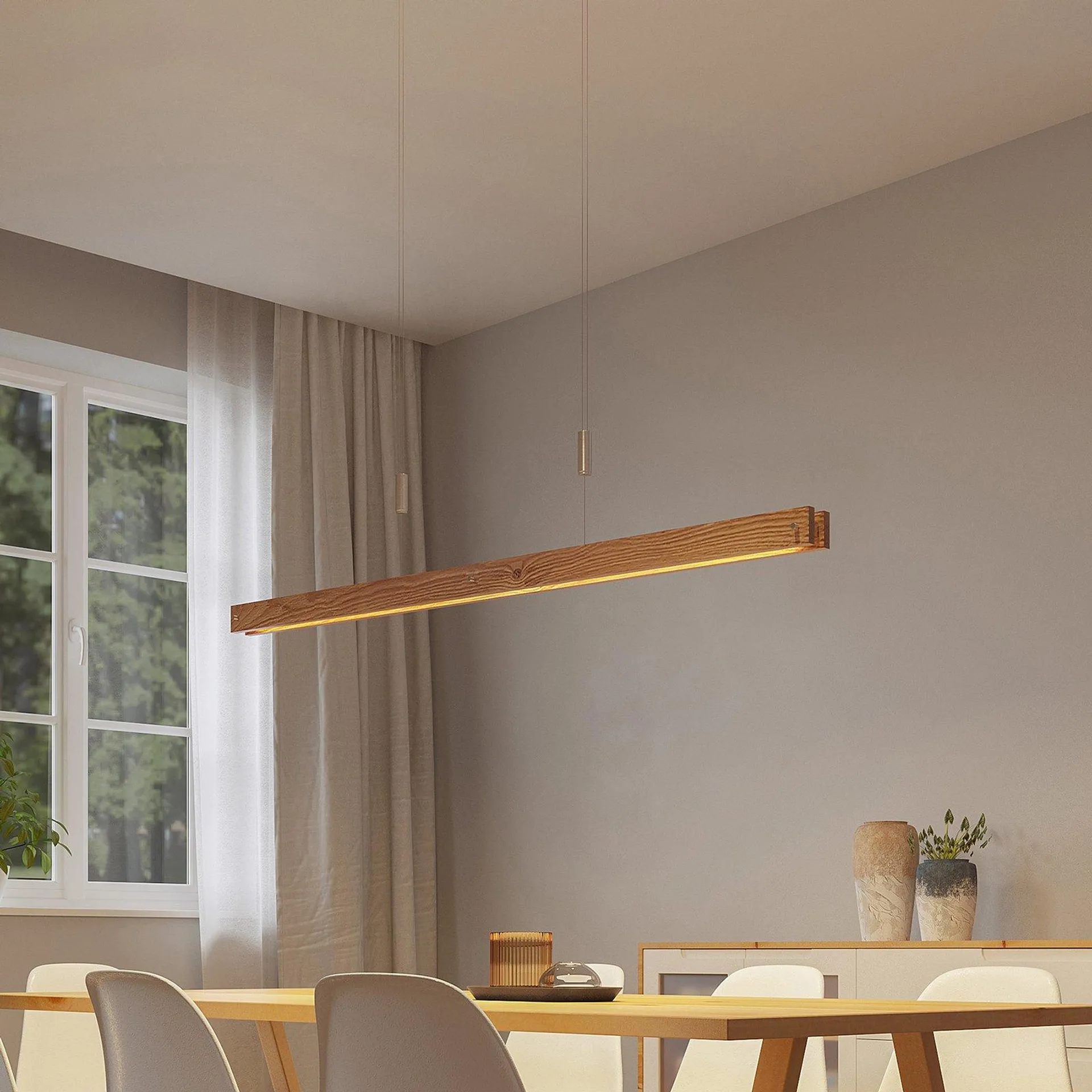 Lindby Alimara LED fa függő lámpa, 138 cm