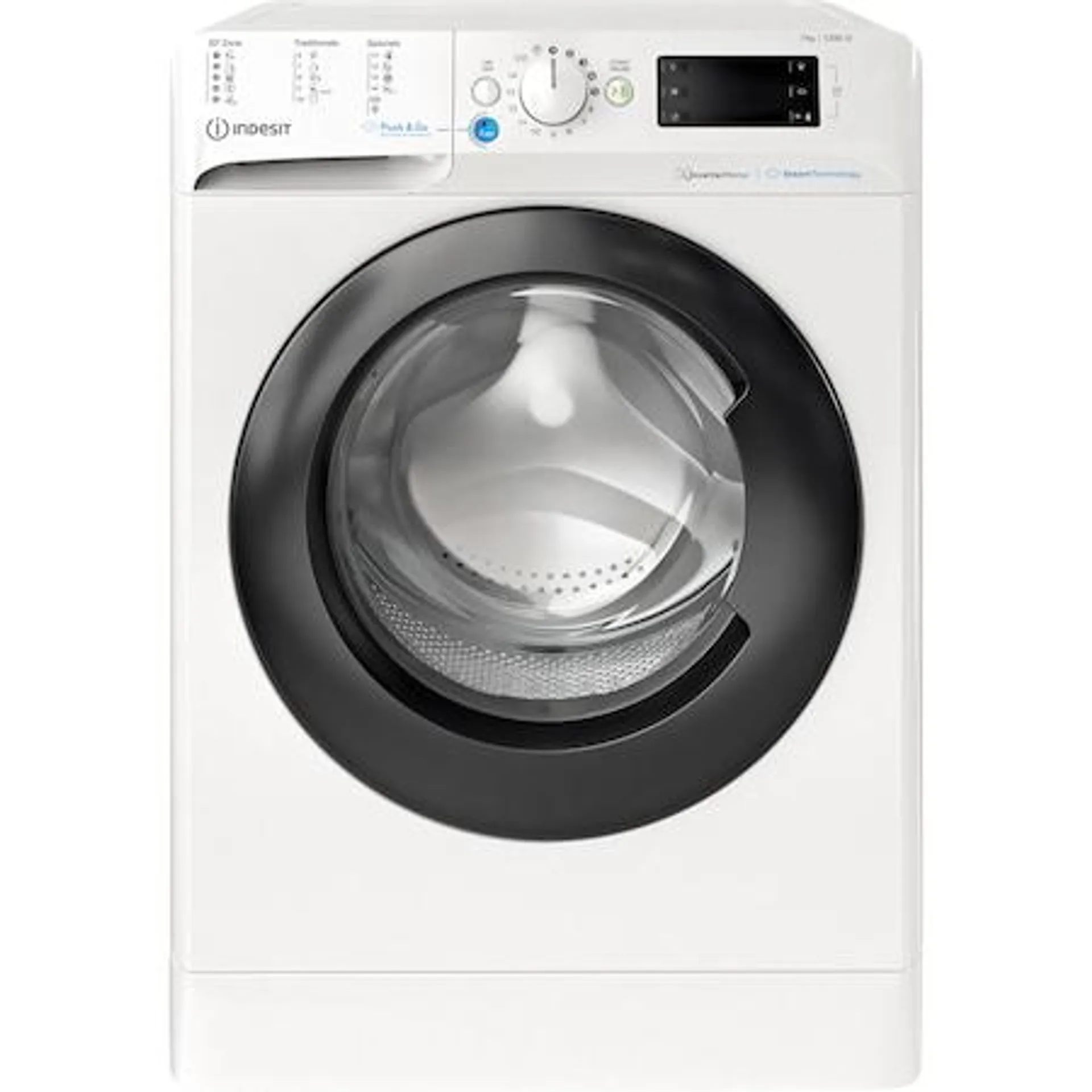 Indesit INNEX BWSE71295XWBVEU Slim Mosógép, 7 kg, 1200 ford/perc, Steam, Push&Go, Motor Inverter, Display Big Digital, B energiaosztály, Fehér