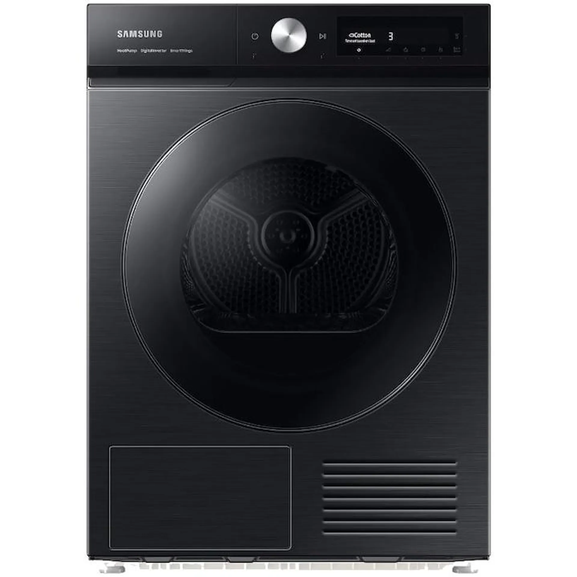 Samsung Bespoke Tumble Dryer DV90BB9445GMS7 Hőszivattyús szárítógép, 9 kg, A+++ energiaosztály, QuickDrive, AI Dry, SmartThings, Digitális inverteres motor és kompresszor, Megfordítható ajtó, Fekete