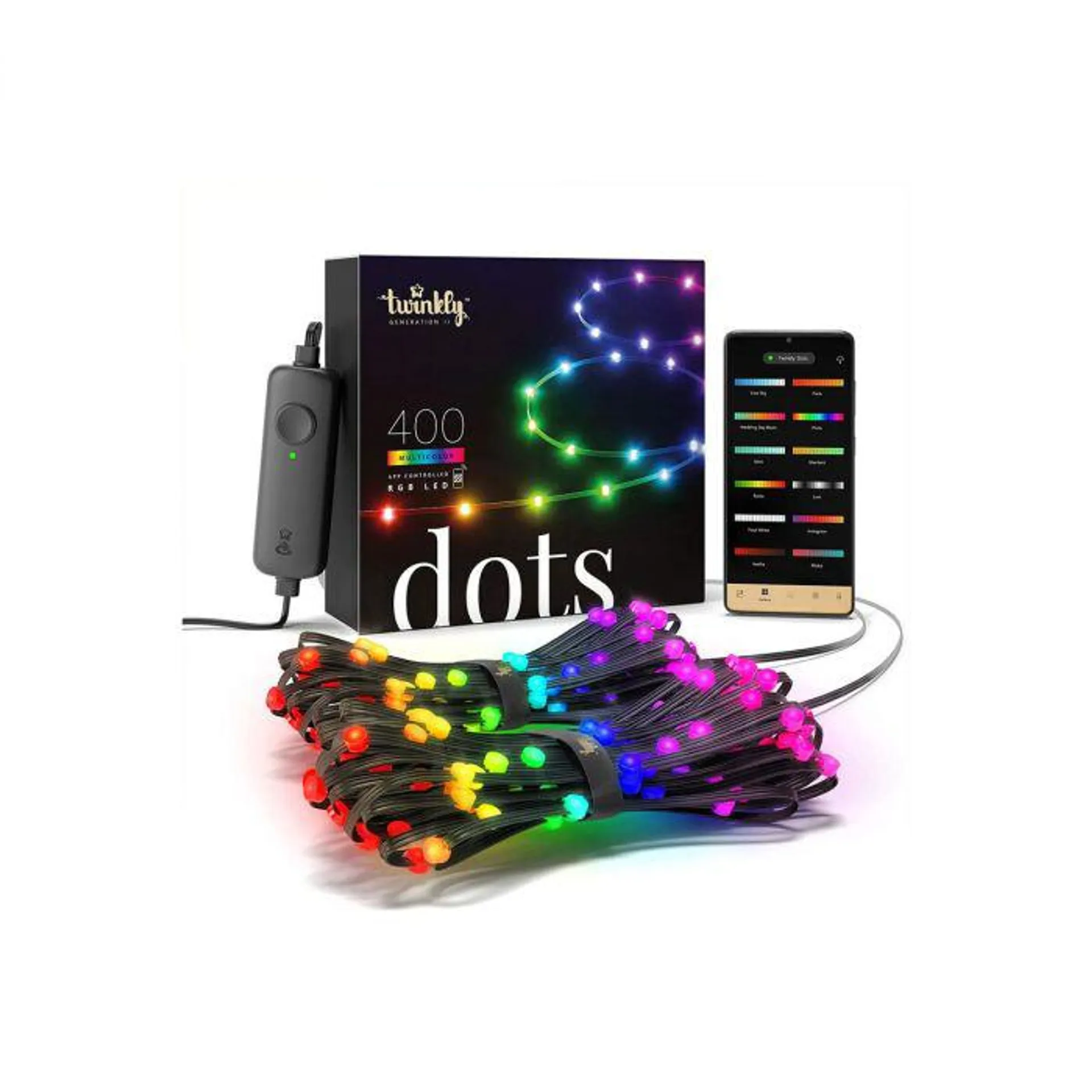 Twinkly – Dots 400 LED / 20 meters - Multicolor - fekete