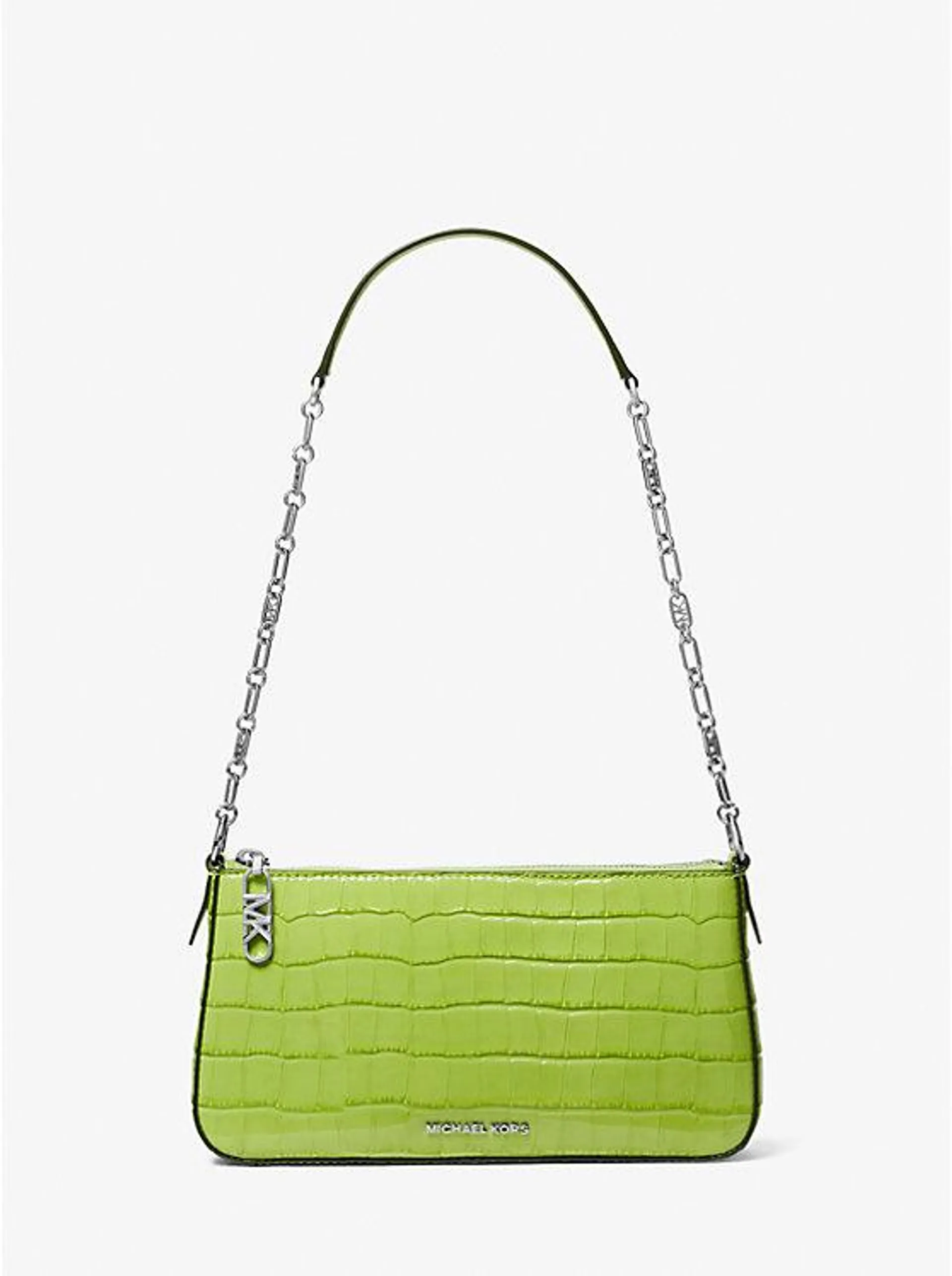 Empire Medium Crocodile Embossed Leather Chain-Link Shoulder