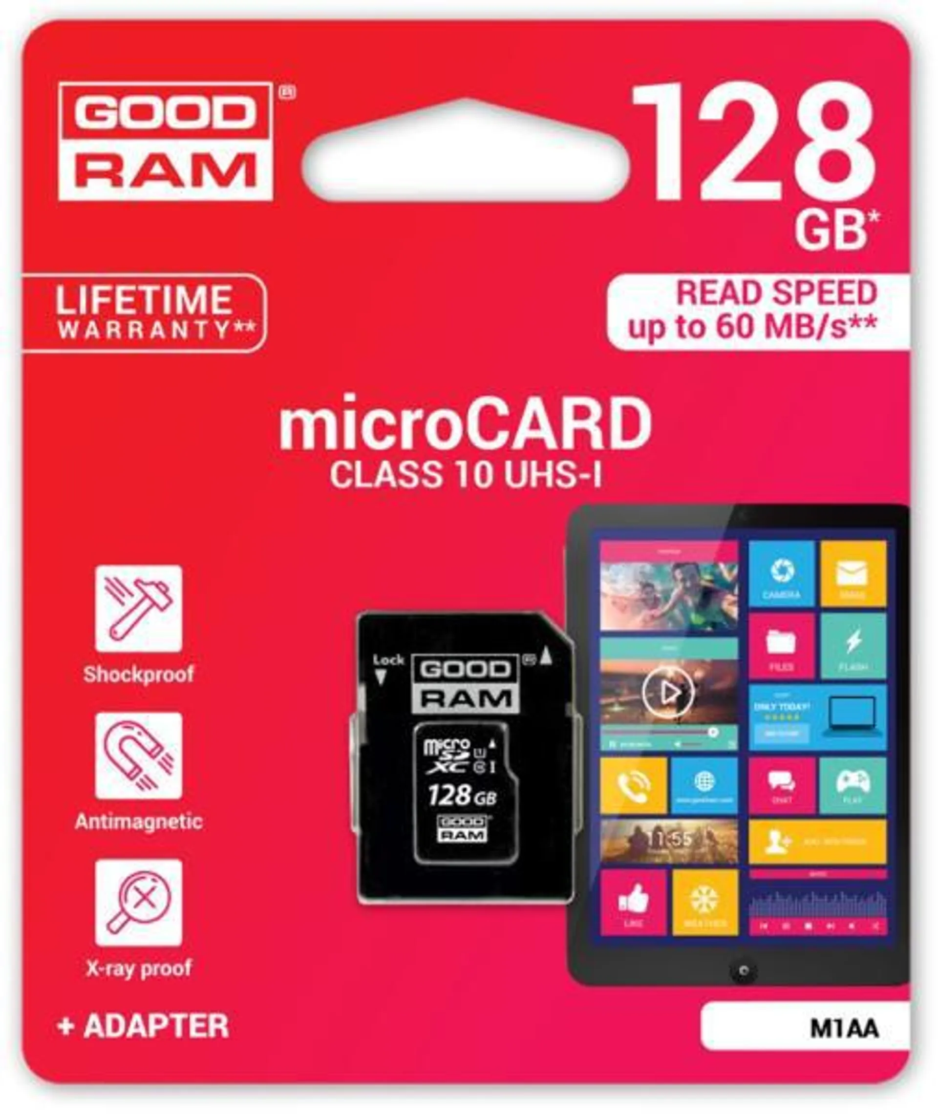 Goodram microSDHC + adapter 128GB class10 memóriakártya M1AA-1280R11