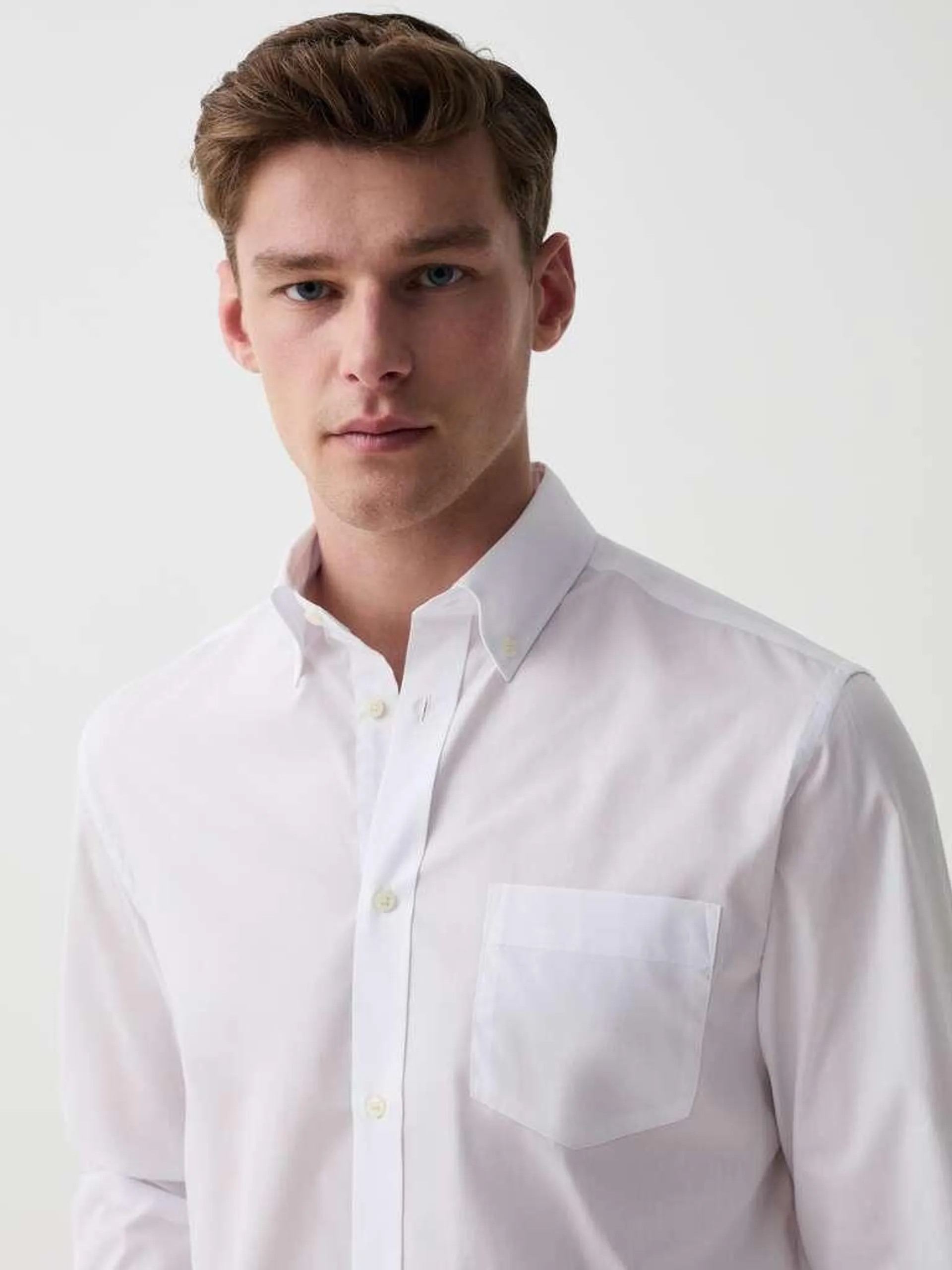 Optical White Regular-fit button-down shirt with pocket
