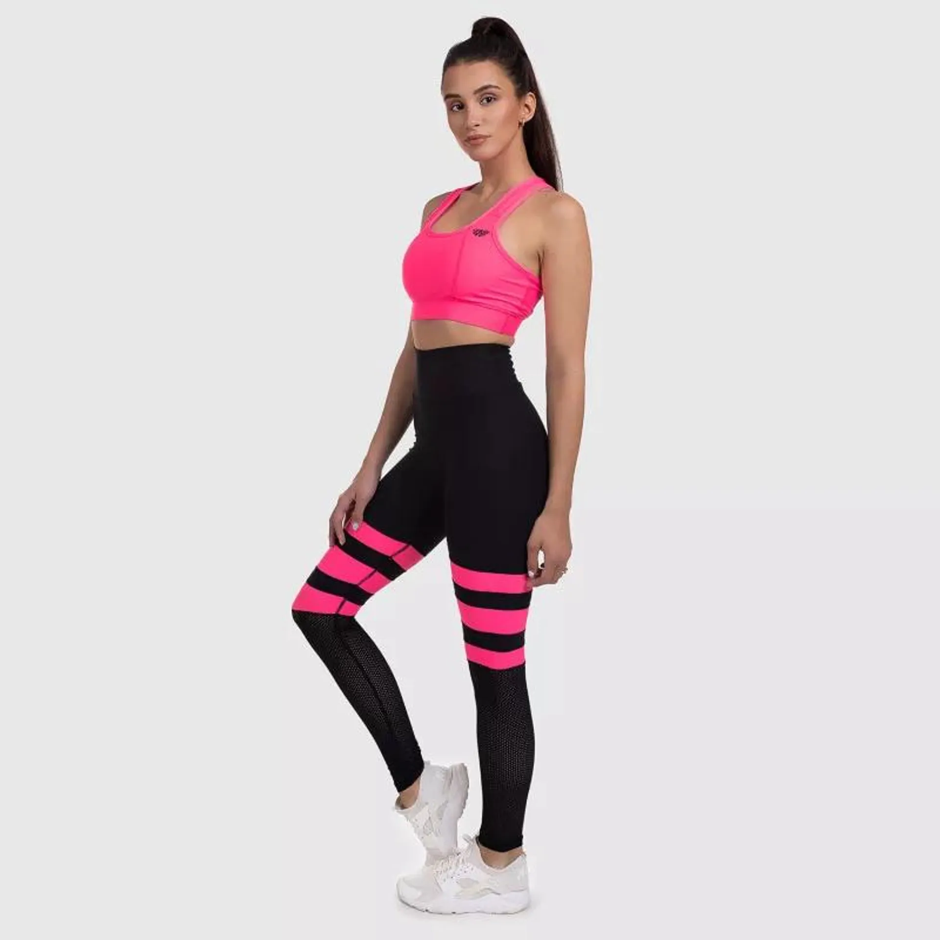 Női leggings NET Stripes - Iron Aesthetics, NEON PINK