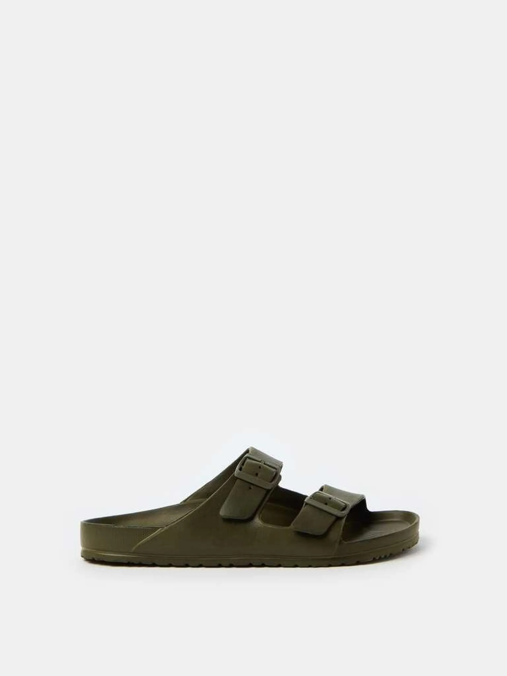 Army Green Double strap sandals with buckle