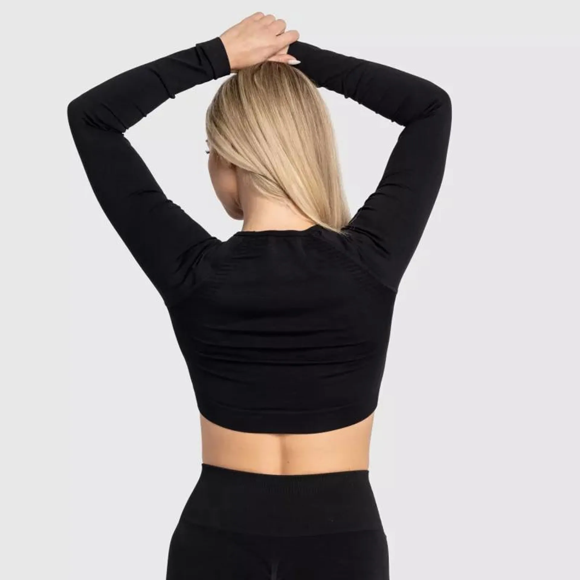 Női sport crop top Iron Aesthetics Solid, fekete