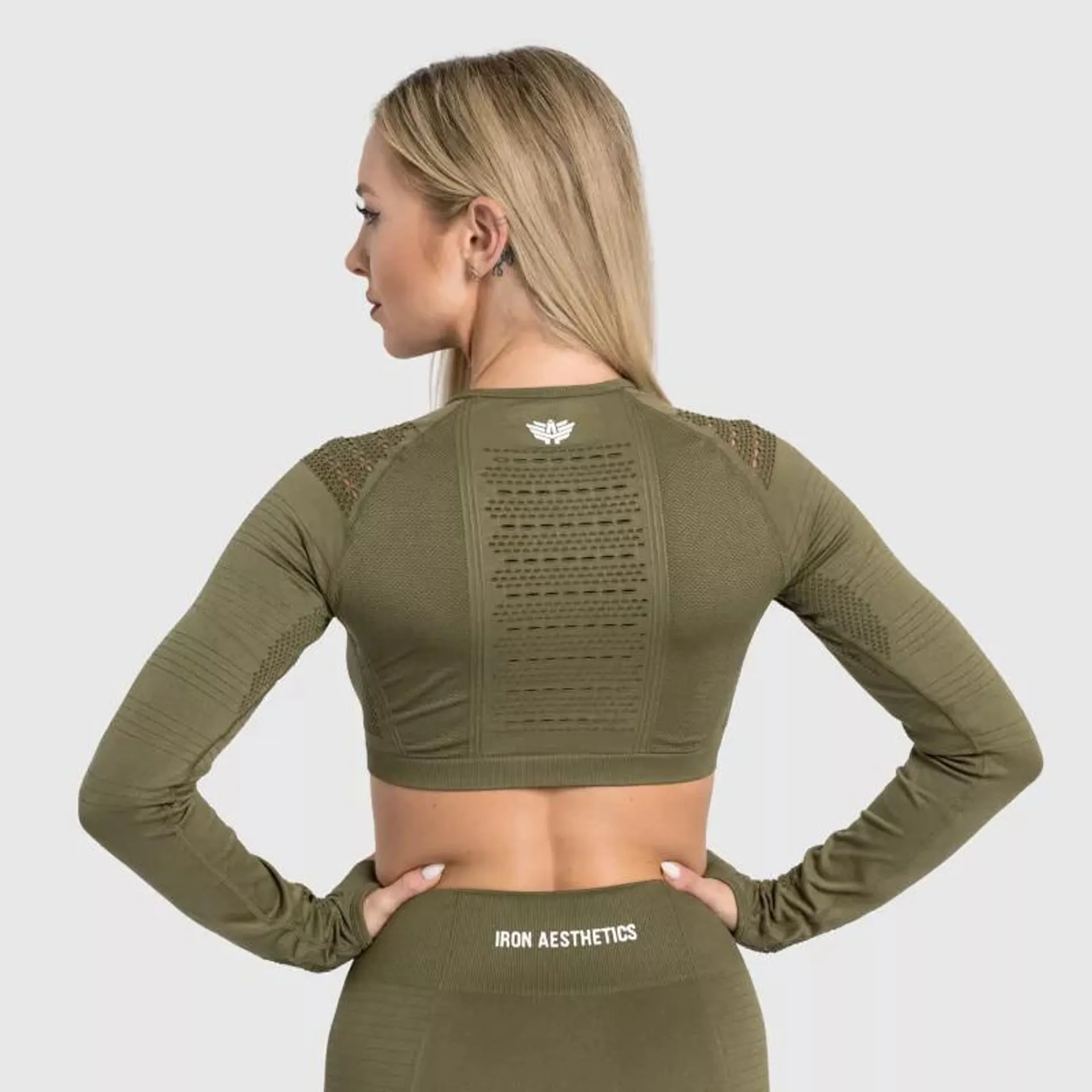 Varrás nélküli crop top Iron Aesthetics Rift, zöld