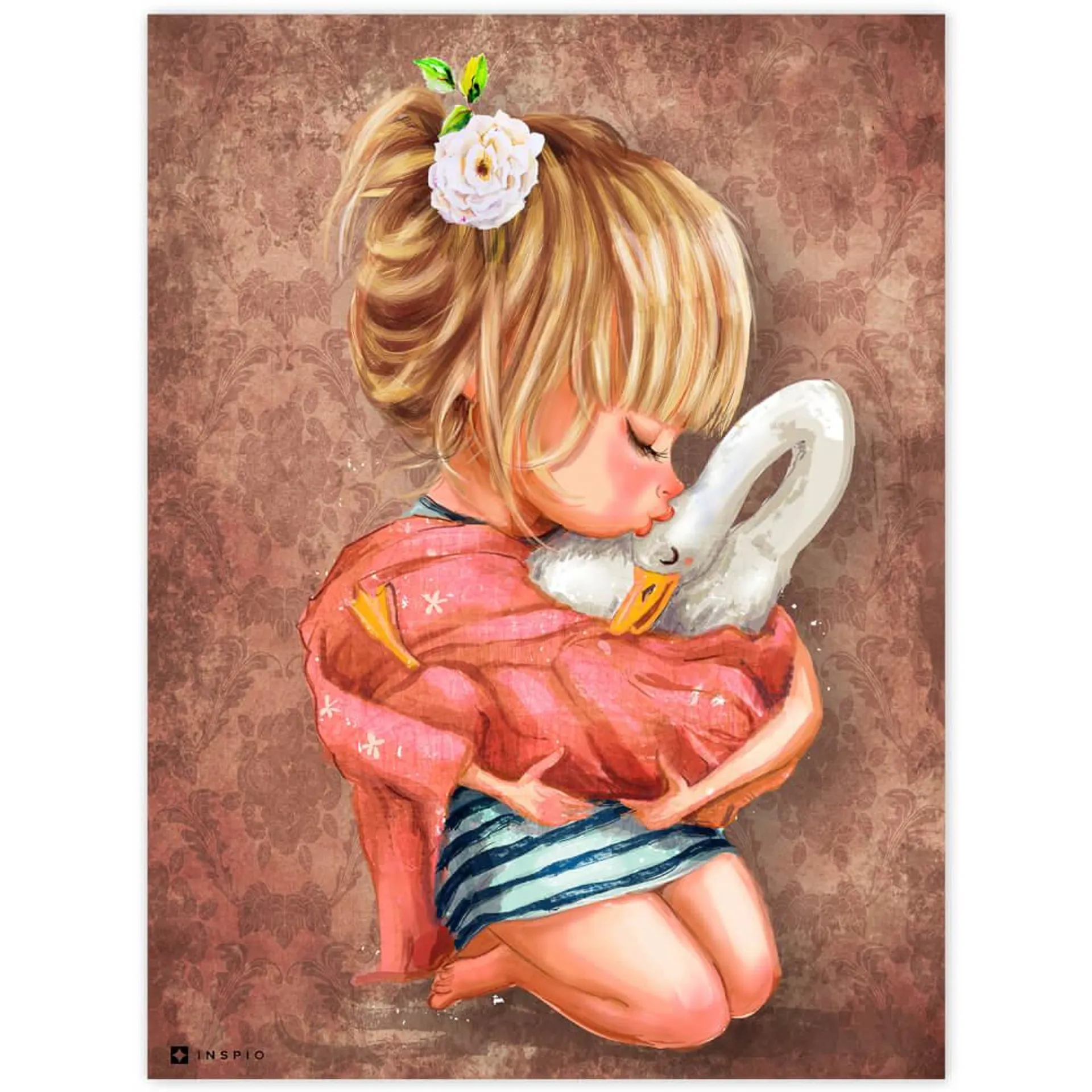 Faliképek - Kislány libával
