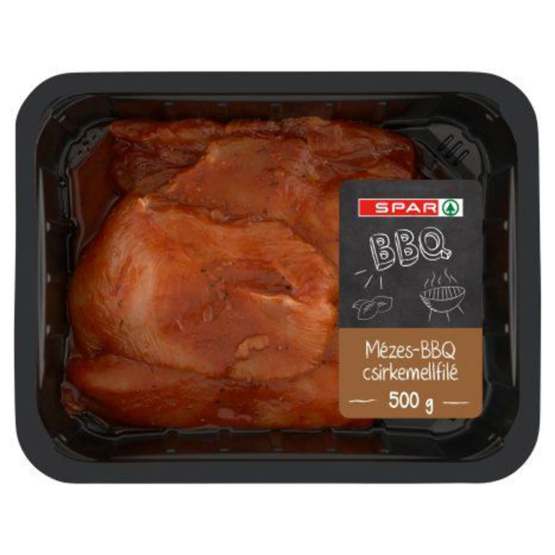 SPAR BBQ szeletelt csirke mellfilé mézes-BBQ marinádban 500 g