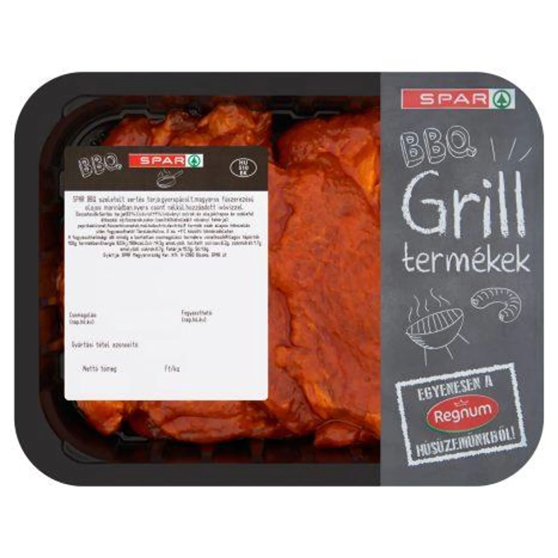 SPAR BBQ szeletelt sertés tarja, gyorspácolt, csont nélkül, magyaros fűszerezésű olajos marinádban