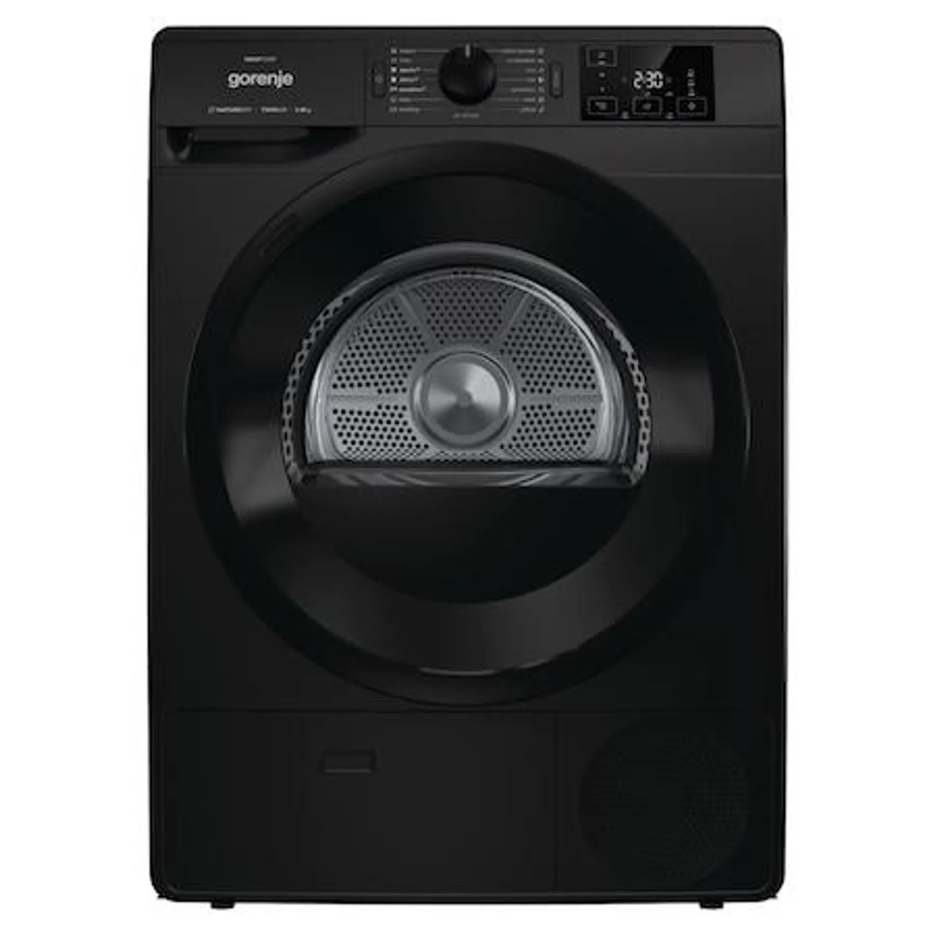 Gorenje DNE82/BGN hőszivattyús szárítógép, A++ energiaosztály, 8 kg kapacitás, LED kijelző, 16 program, Fekete