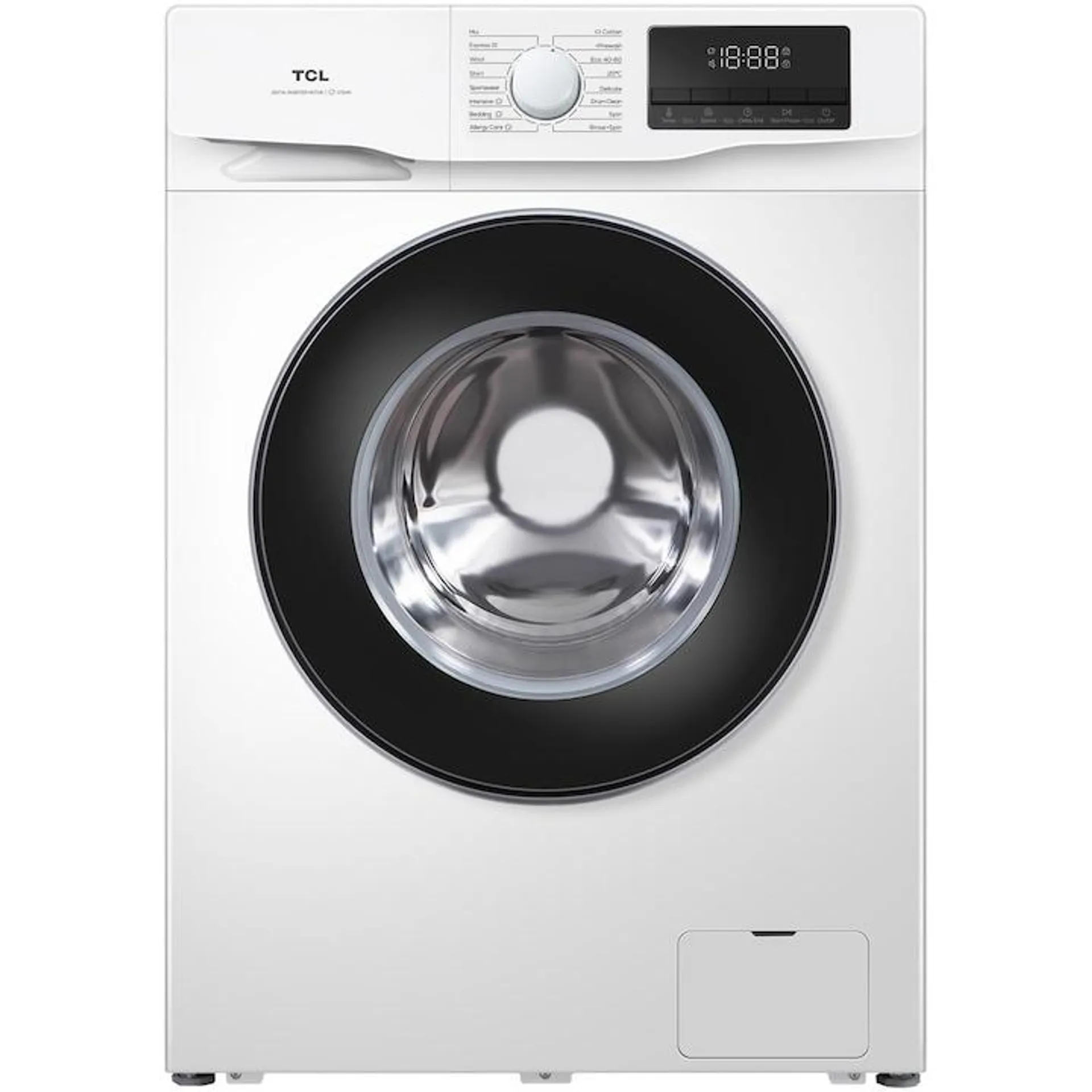 TCL FF0612WB1 mosógép, 6 kg, 1200 RPM, B energiaosztály, inverteres motor, gőzmosás, dobtisztítás, méhsejt formájú dob, fehér