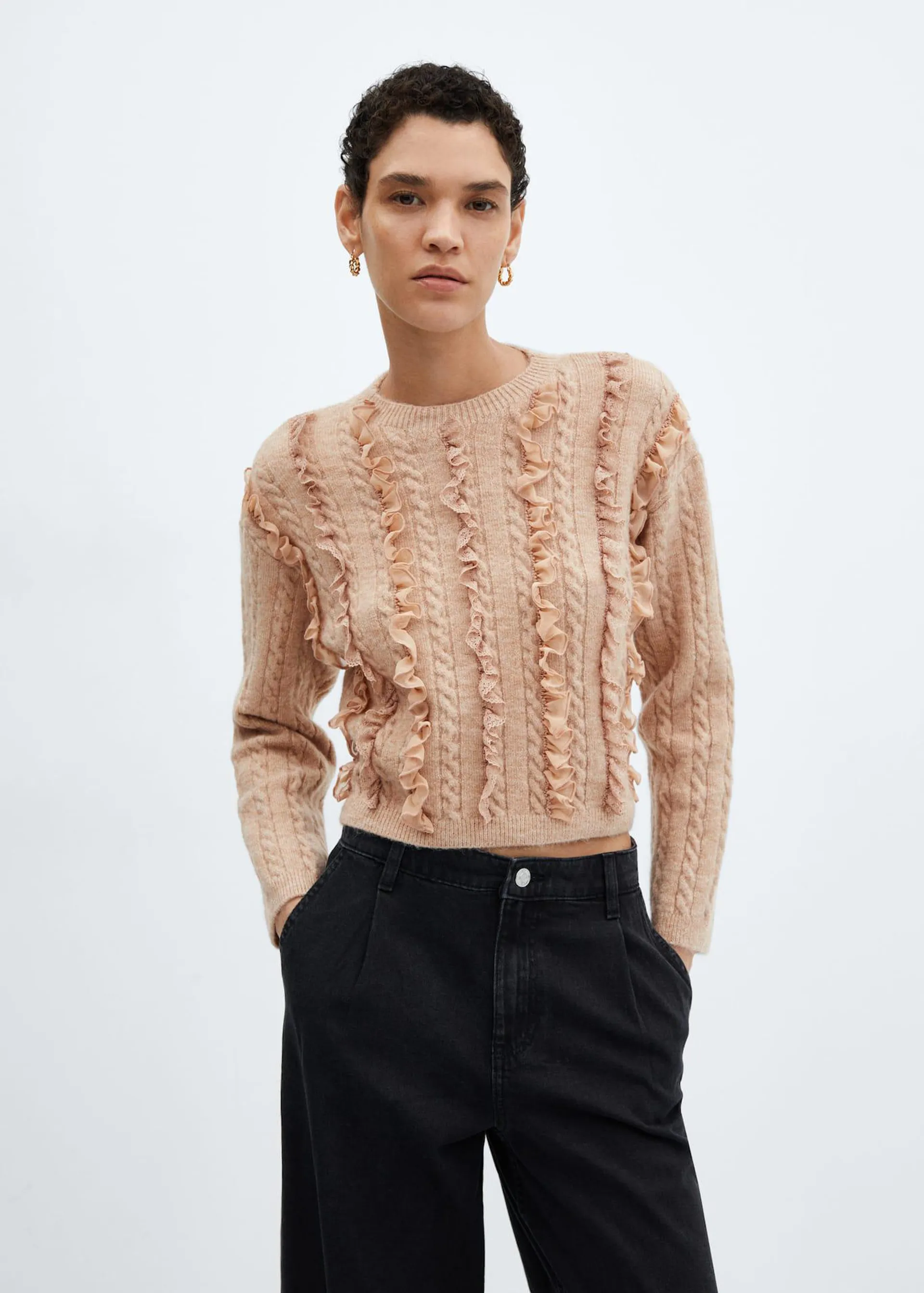 Pullover crop volant