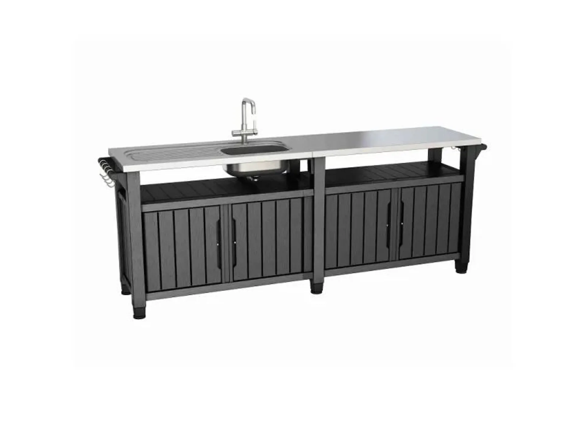 KETER UNITY CHEF - BBQ-asztal tárolóval (237x51,3x89,4cm, grafit)