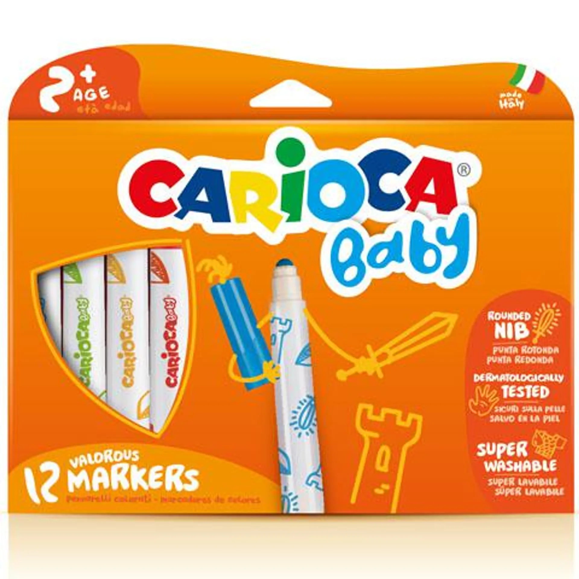 Carioca: Színes bébi filctoll 12db-os szett kimosható