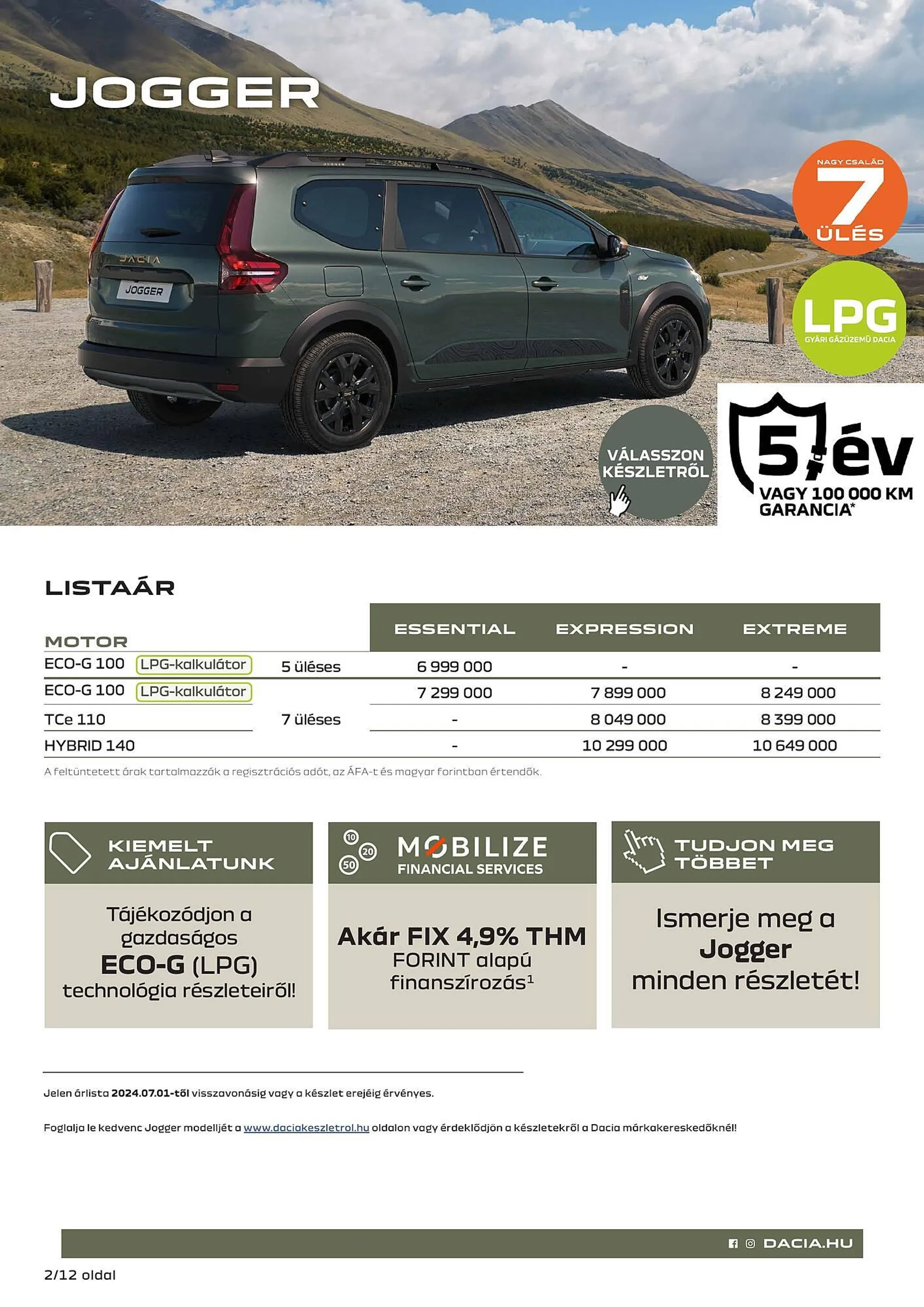 Katalógus Dacia Jogger akciós újság július 5.-tól december 31.-ig 2024. - Oldal 2