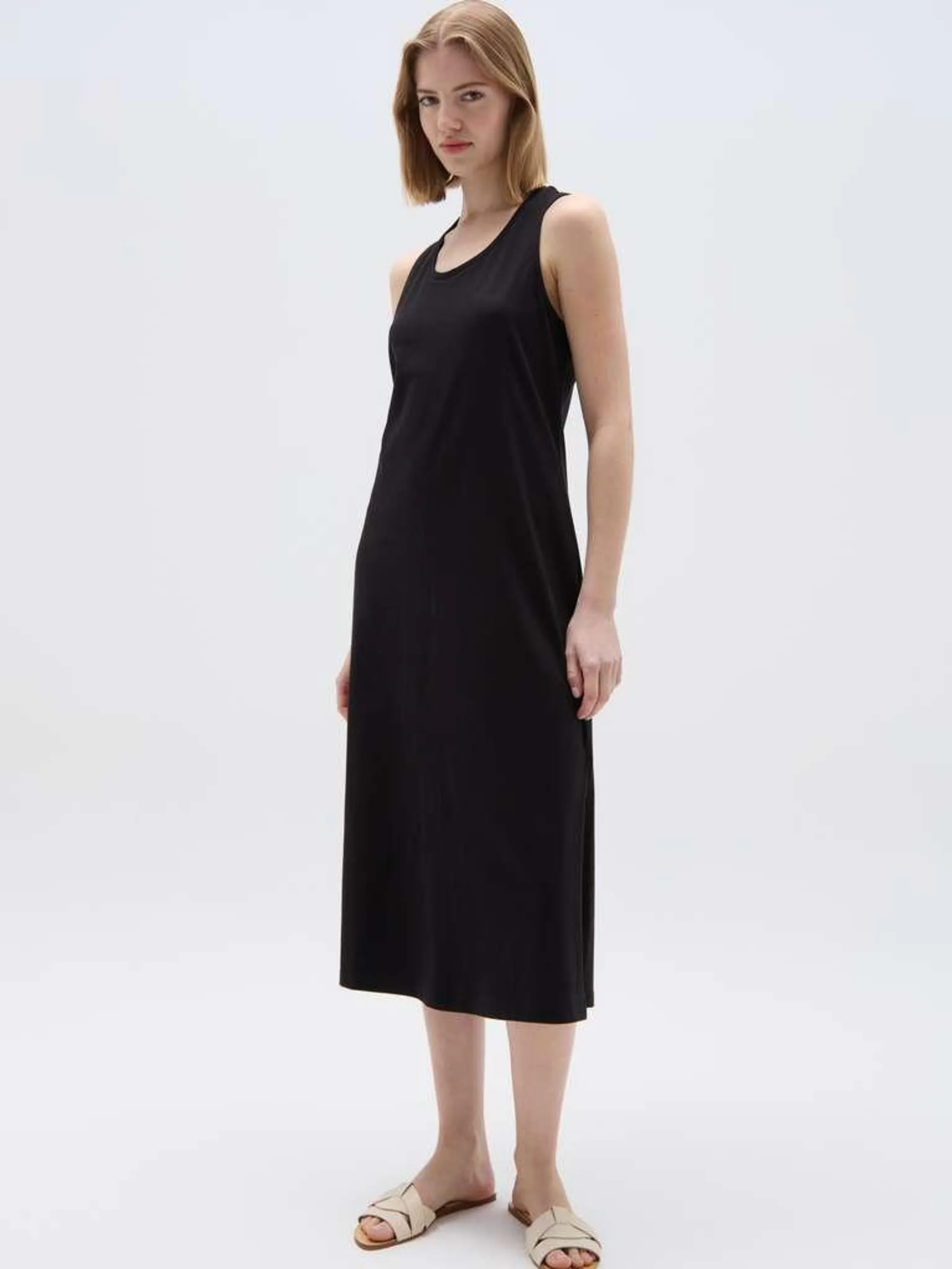 Black Essential long dress with splits