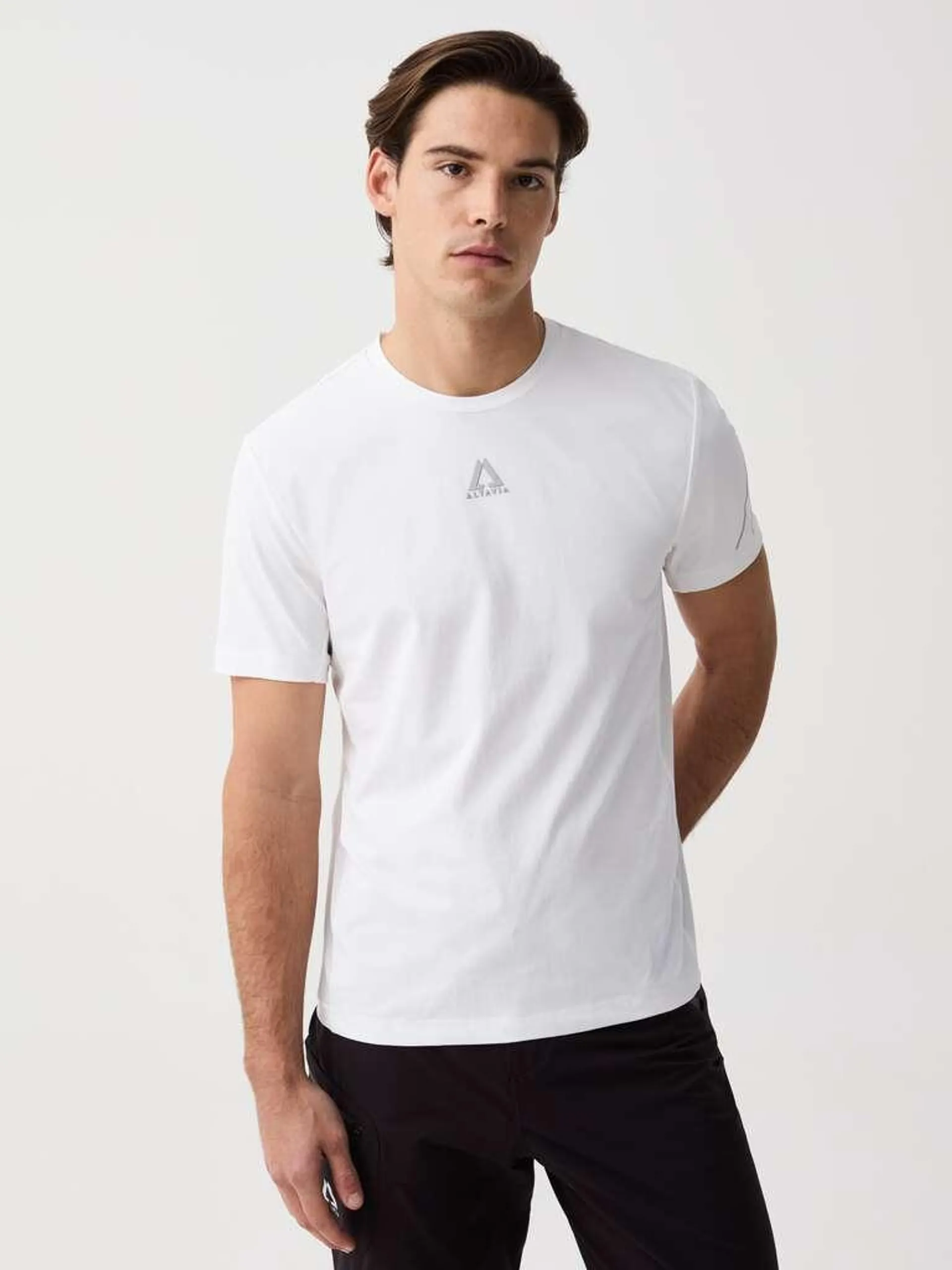 Optical White Altavia T-shirt in technical fabric with print