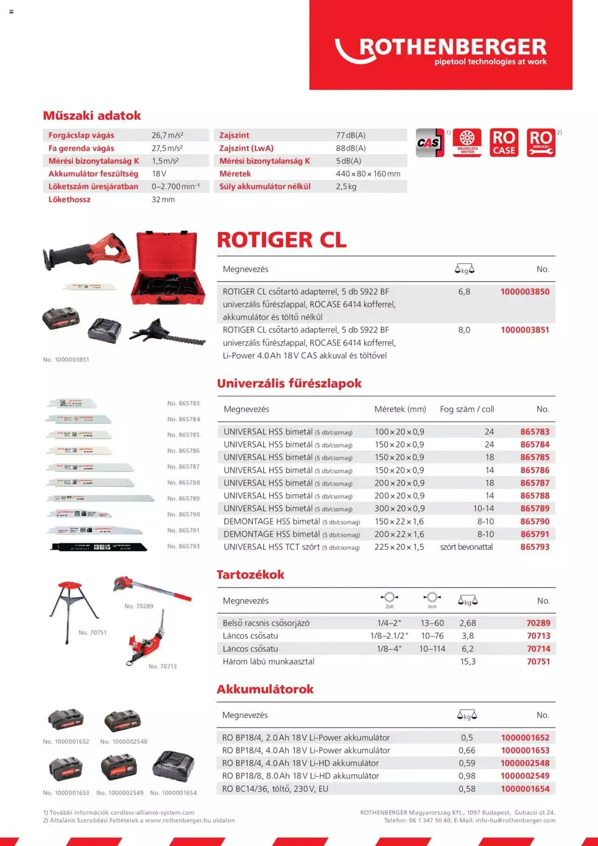 Rothenberger - ROTIGER CL akkumulátoros orrfűrész - 1