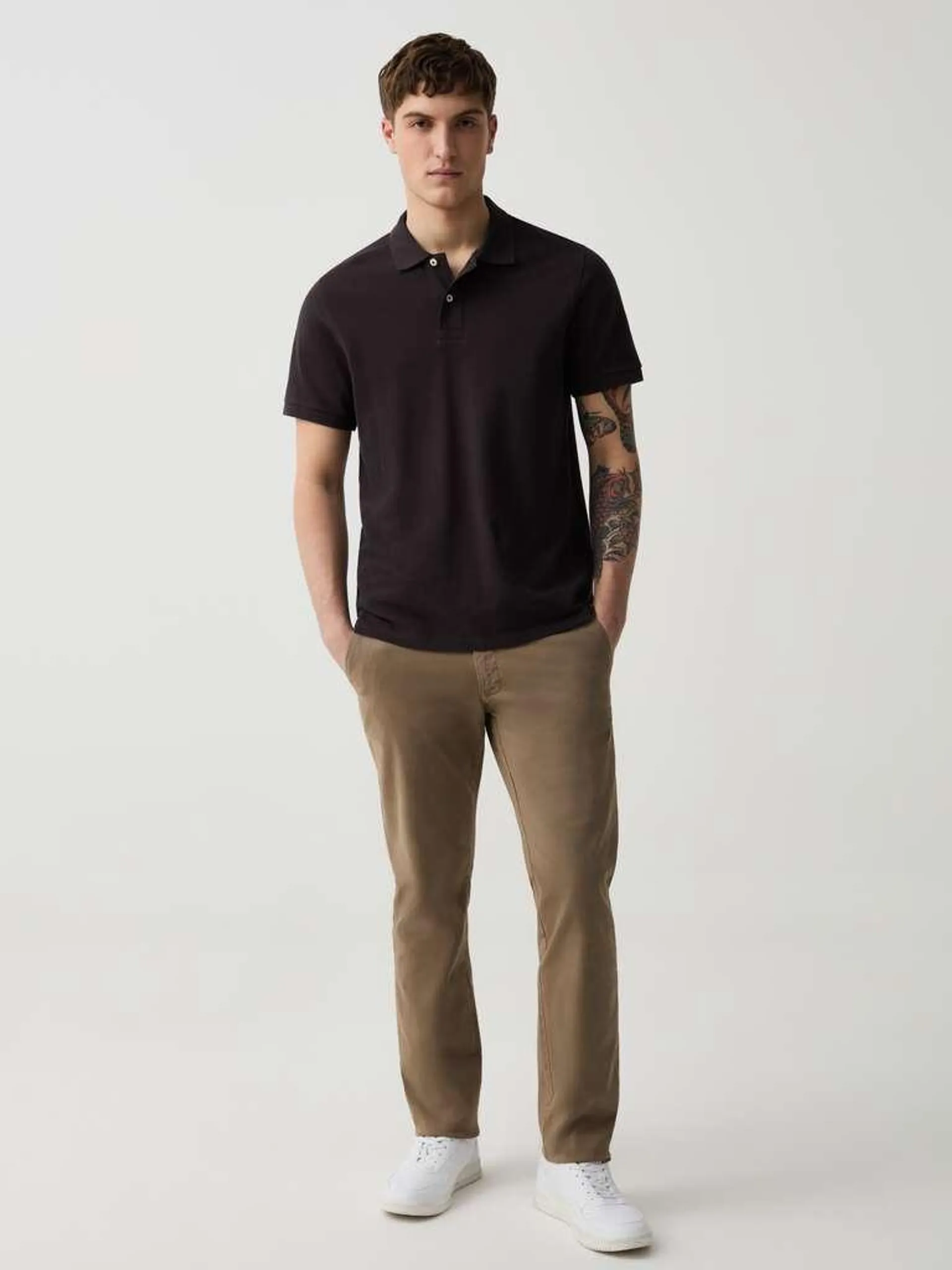 Khaki Regular-fit chino trousers