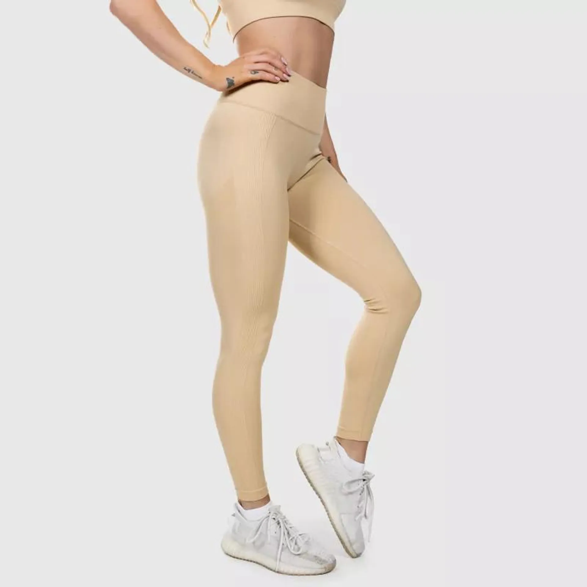 Varrás nélküli leggings Iron Aesthetics Seamless Butt, bézs