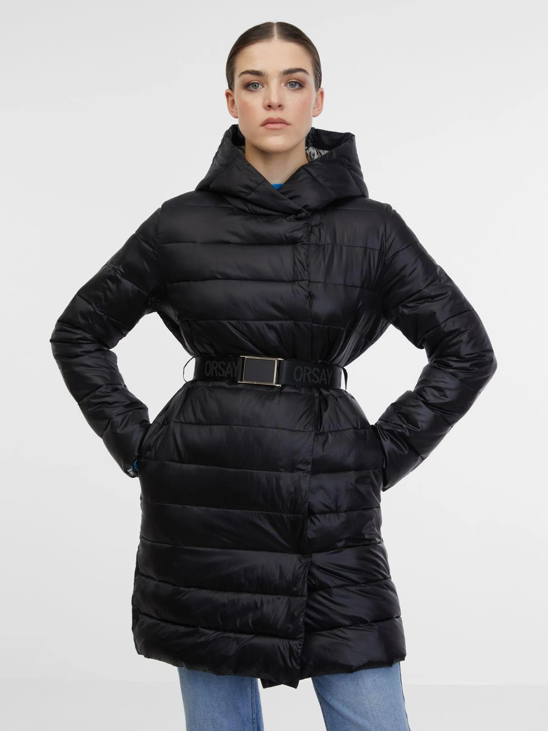 ORSAY fekete női steppelt kabát