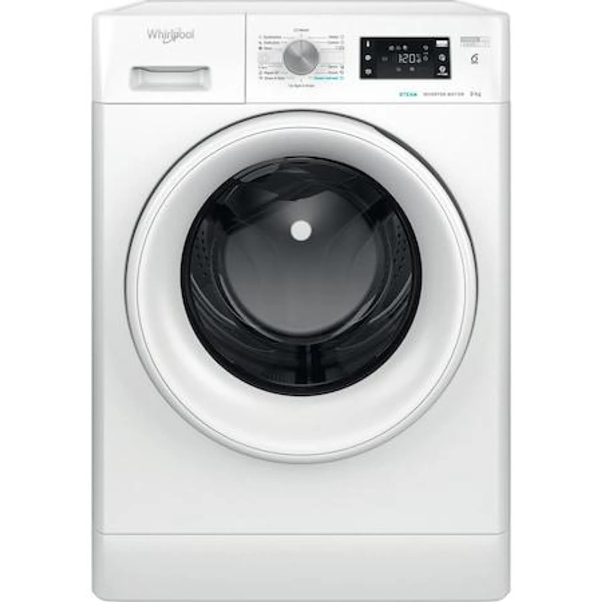 Whirlpool FFB 9458 WV EE Elöltöltős mosógép, B energiaosztály, 1400 ford/perc, 9 kg, extra csendes, 6. Érzék funkció, Fehér