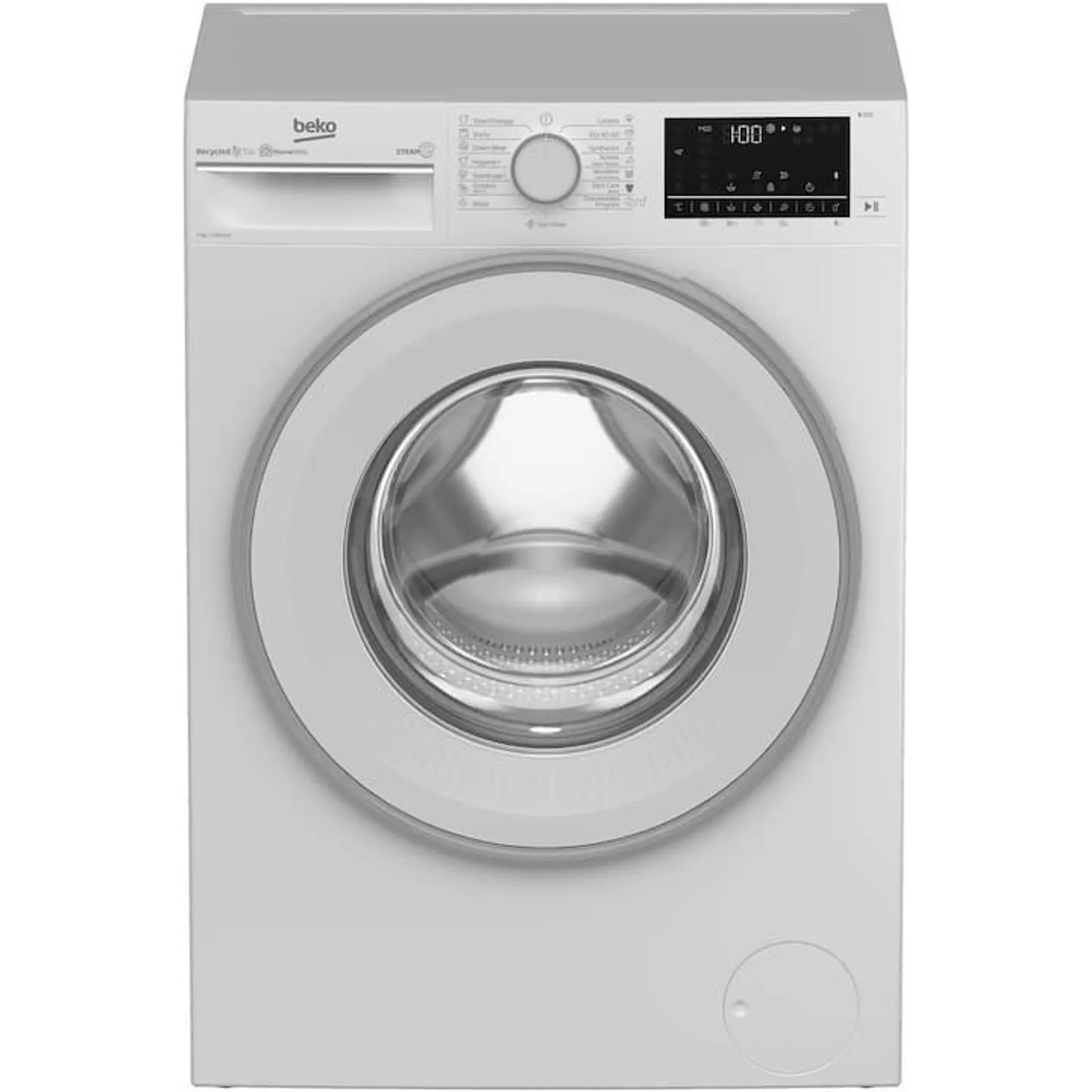 Beko B3WFU7744WB Elöltöltős mosógép, 7kg, 1400 fordulat/perc, A energiaosztály, ProSmart Inverter motor, SteamCure, Recycled Tub, Homewhiz, AddXtra, Fehér