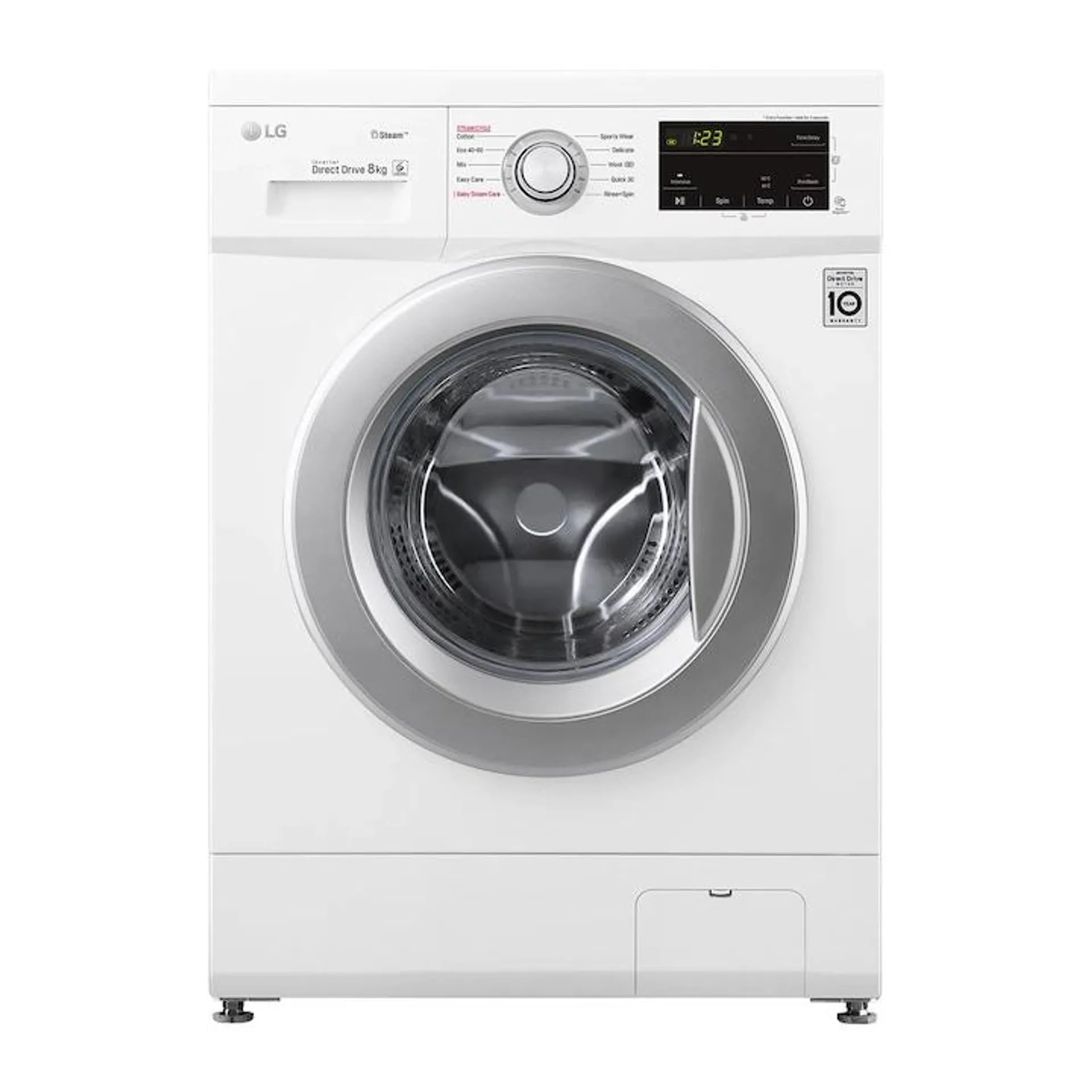 LG F4J3TS4WE Elöltöltős gőzfunkciós mosógép, 8 kg, 1400 f/p., D energiaosztály, Smart diagnosis, Gyermekzár, Fehér