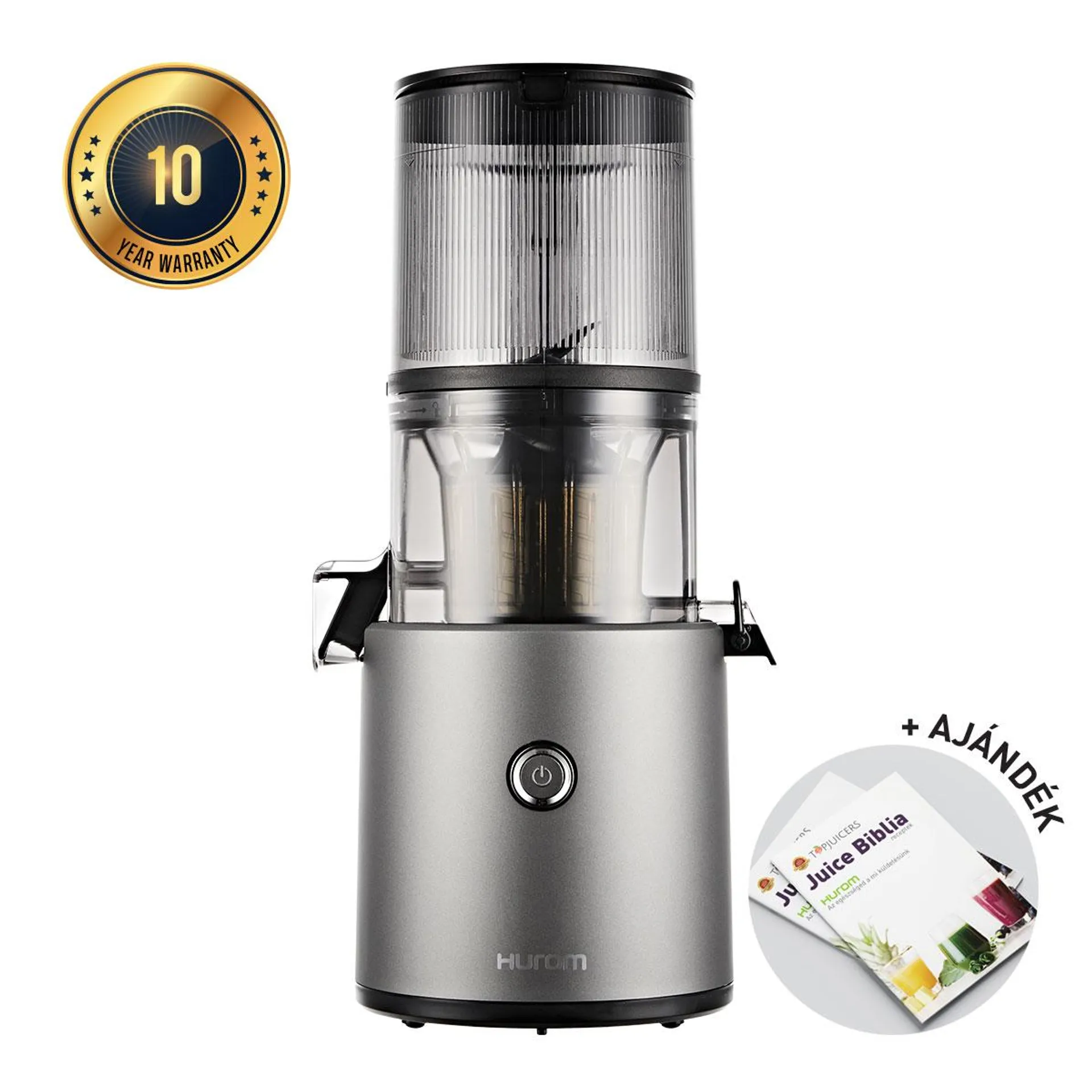 Hurom H300 Smart Slow Juicer (TITÁN SZÜRKE) + Juice Biblia