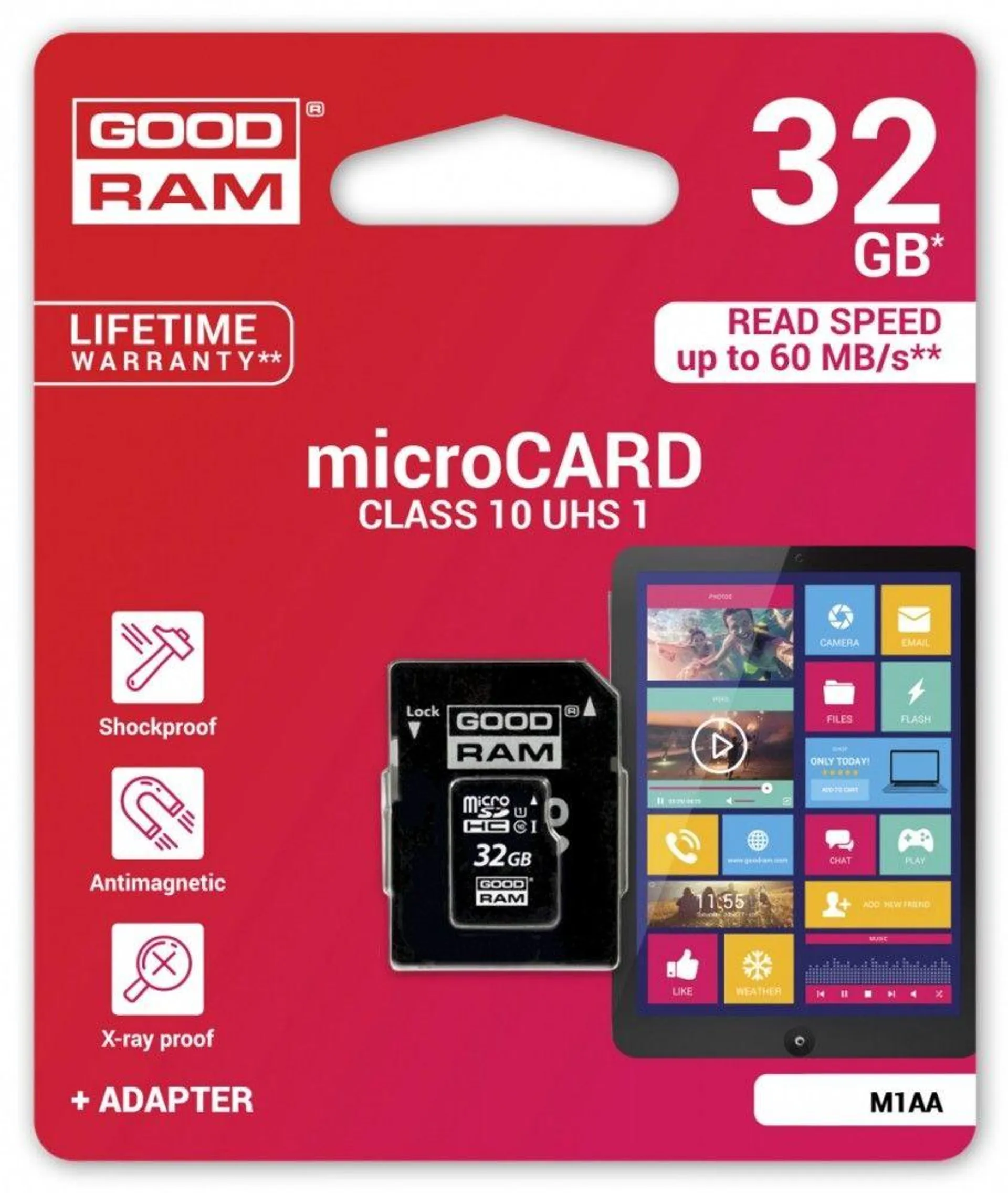 Goodram microSDHC + adapter 32GB class10 memóriakártya